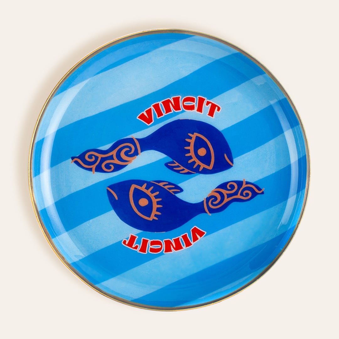 Agra Metal Dekoratif Tepsi 15x15 Cm Mavi