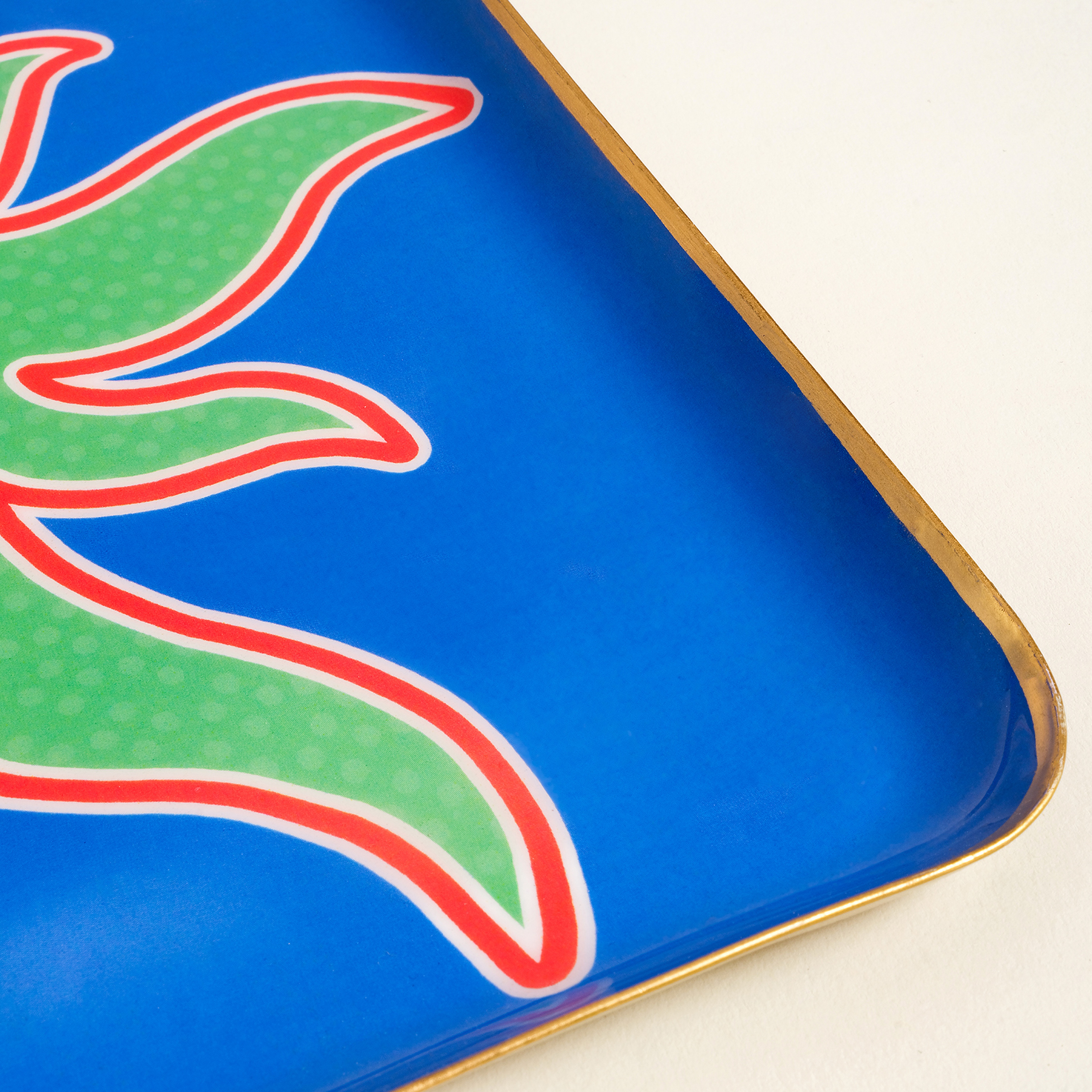 Agra Metal Dekoratif Tepsi 25x25 Cm Mavi - Yeşil