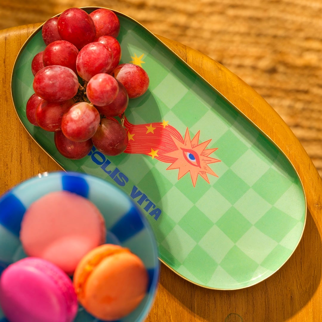 Agra Metal Dekoratif Tepsi 24x12x1,5 Cm Yeşil