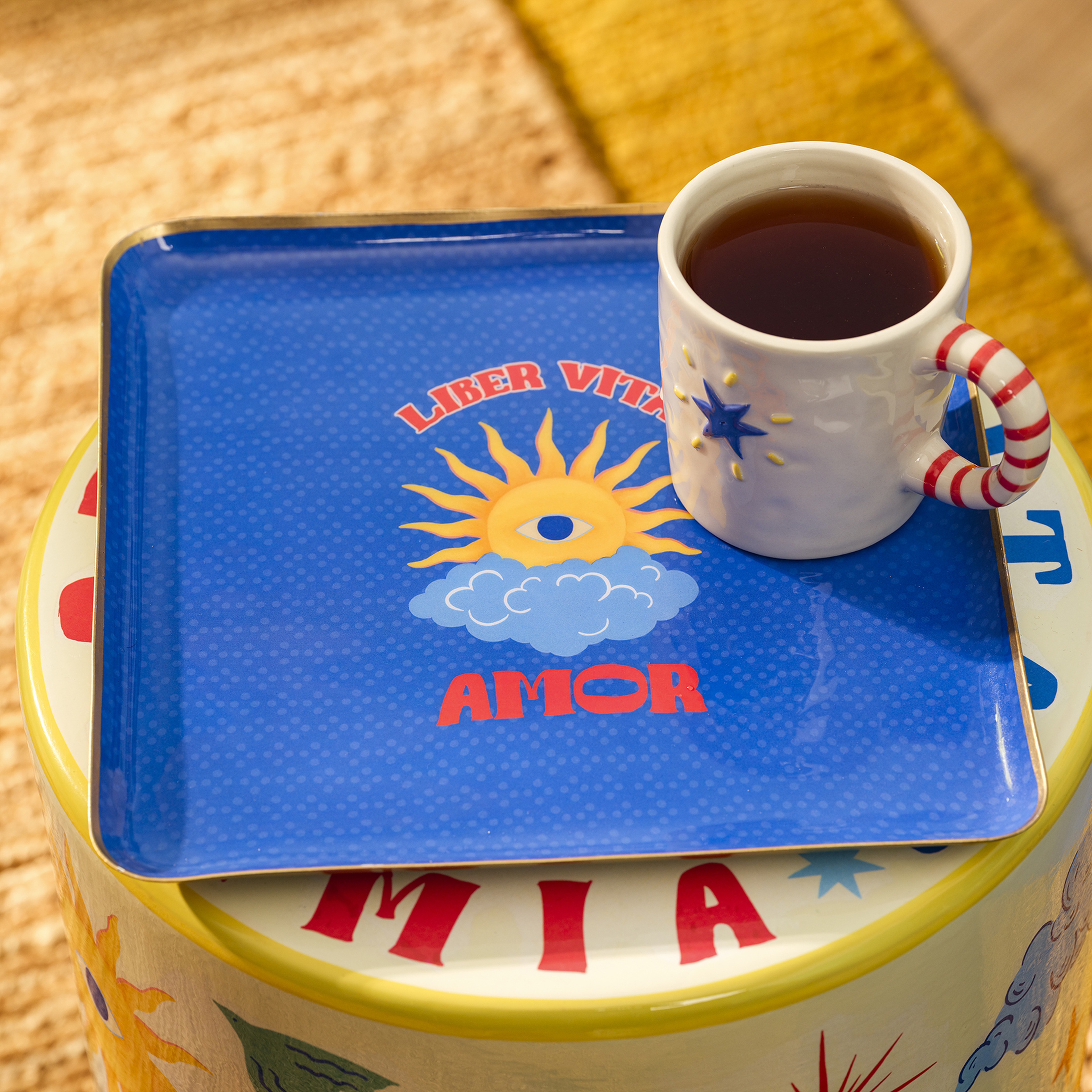 Agra Metal Dekoratif Tepsi 25x25 Cm Mavi