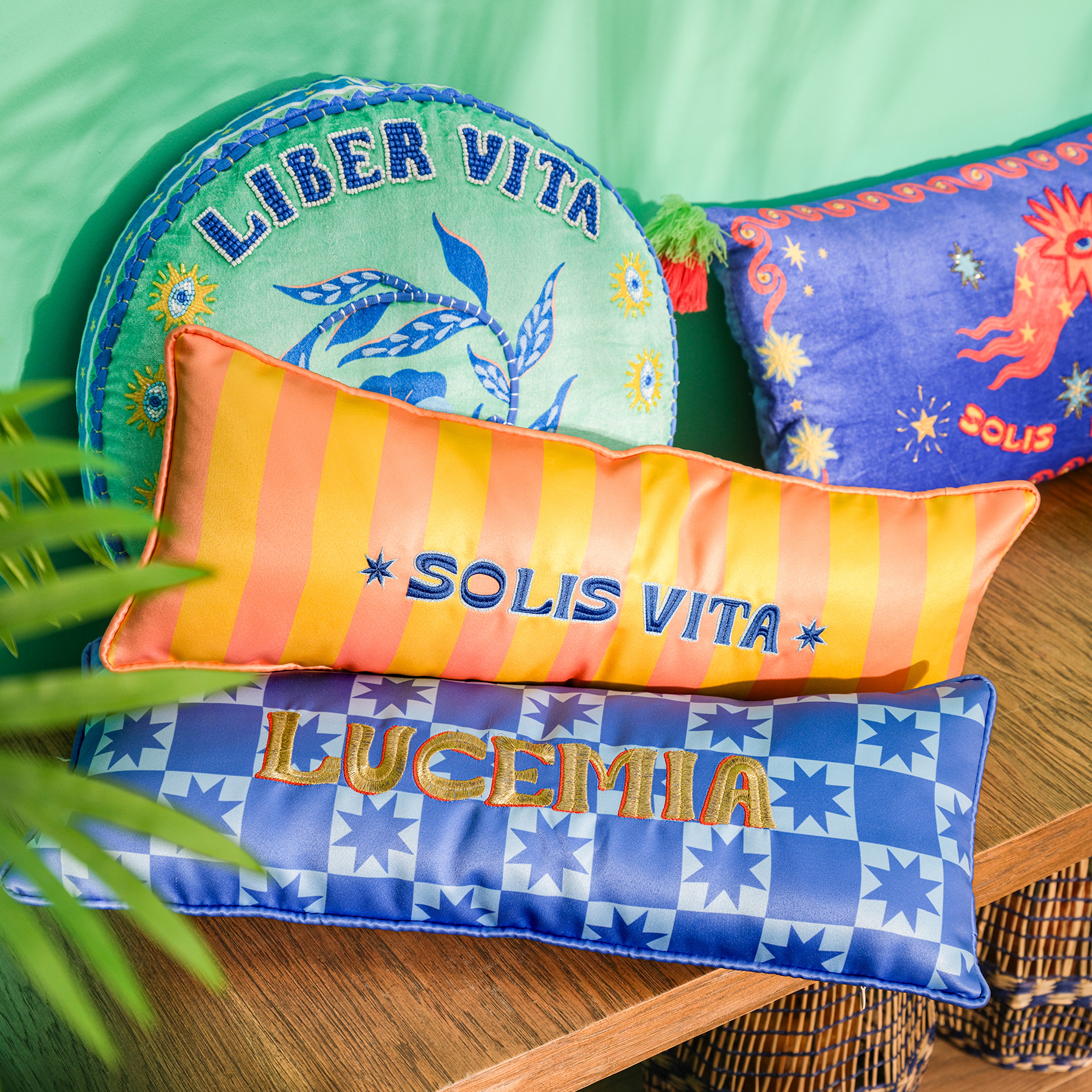 Prusa Dijital Baskılı Nakışlı Pes Dolgulu Kırlent 20x55 Cm Mavi