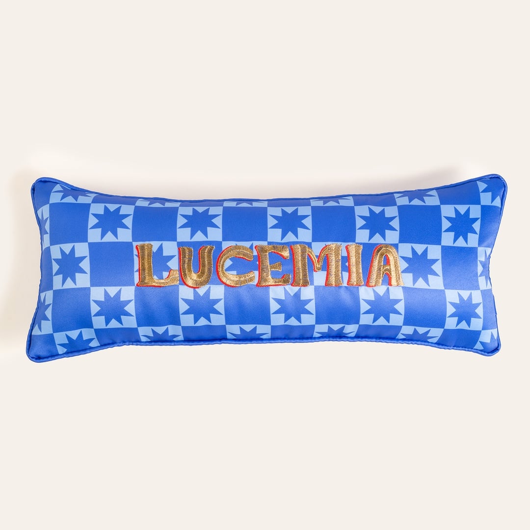 Prusa Dijital Baskılı Nakışlı Pes Dolgulu Kırlent 20x55 Cm Mavi