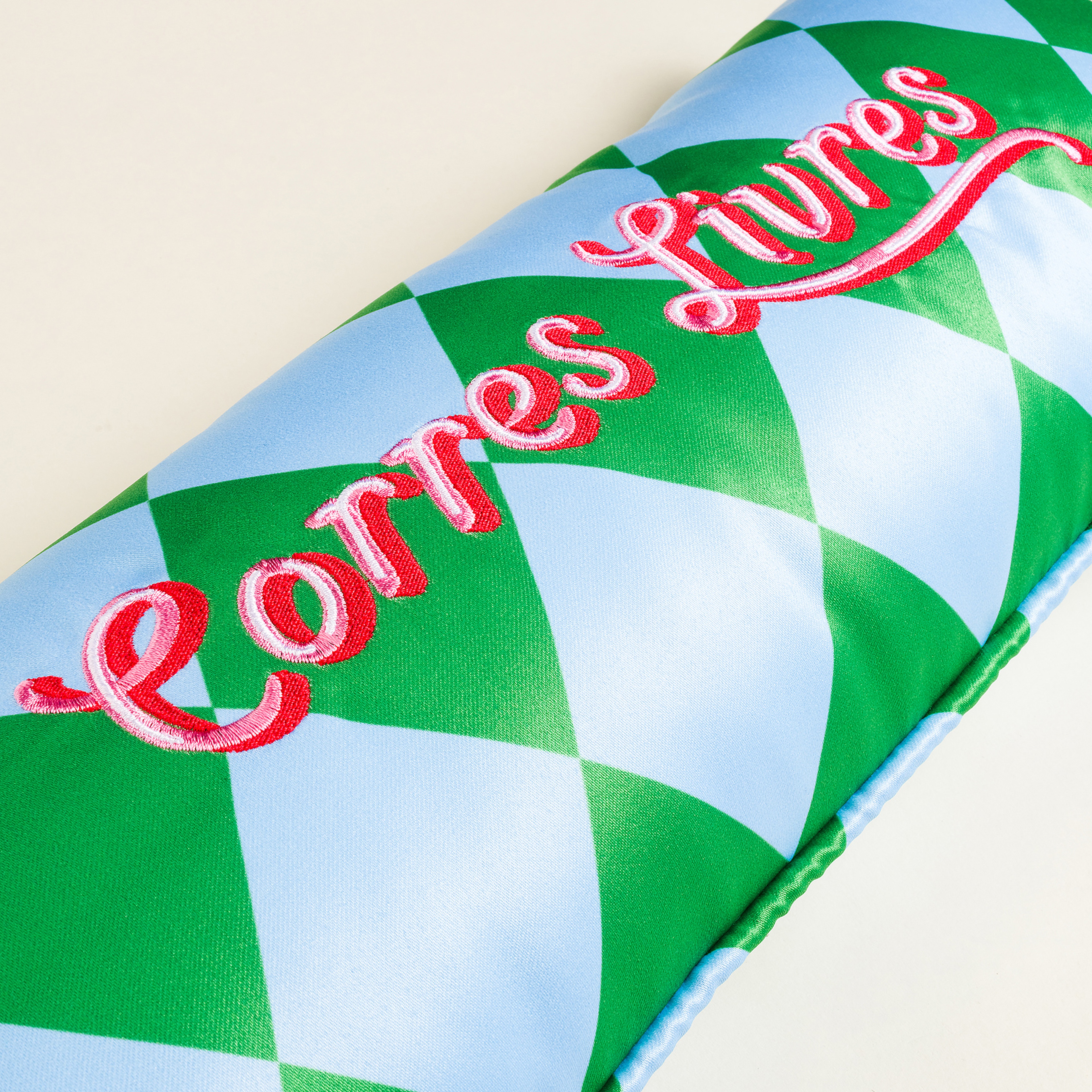 Prusa Dijital Baskılı Nakışlı Pes Dolgulu Kırlent 20x55 Cm Yeşil - Mavi