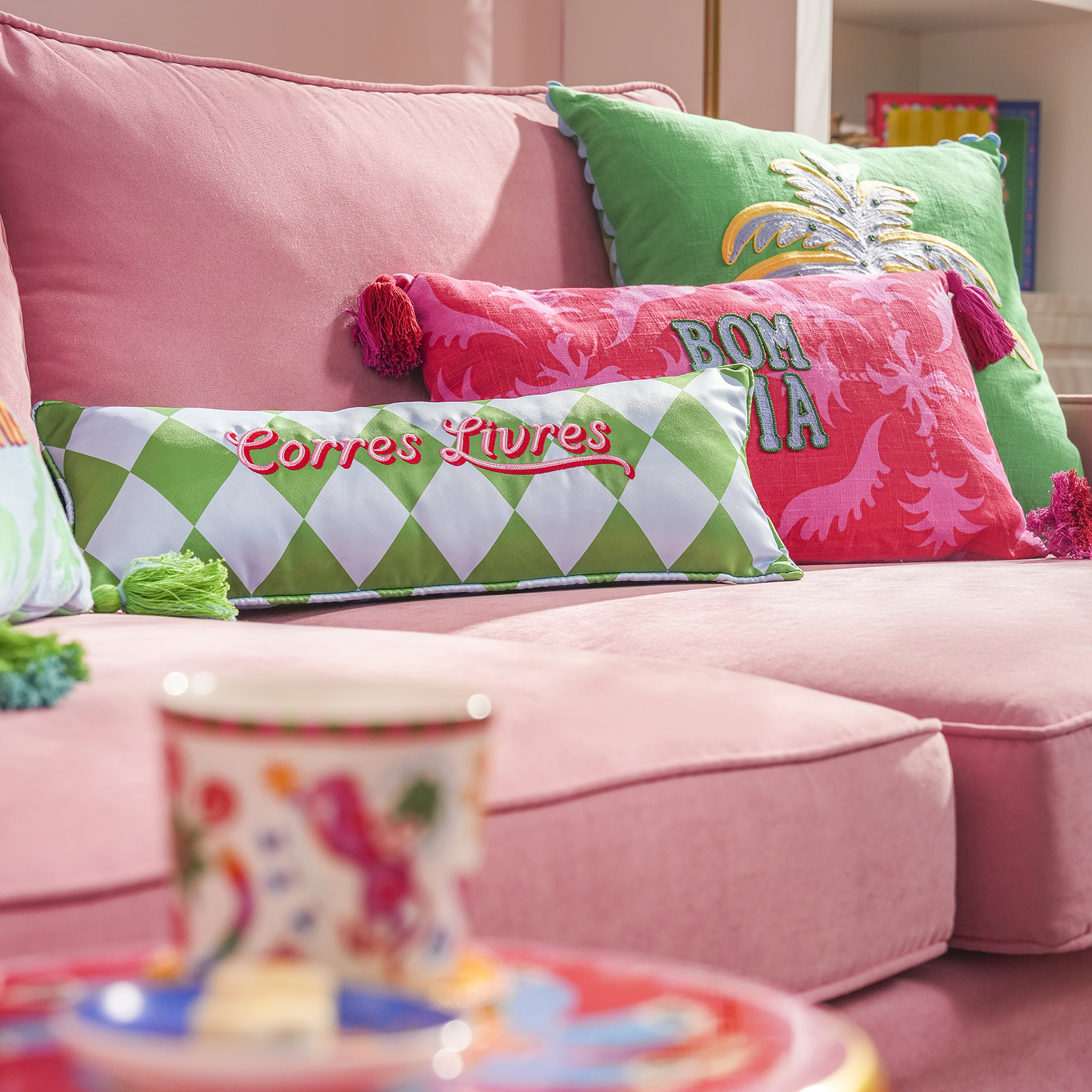 Prusa Dijital Baskılı Nakışlı Pes Dolgulu Kırlent 20x55 Cm Yeşil - Mavi