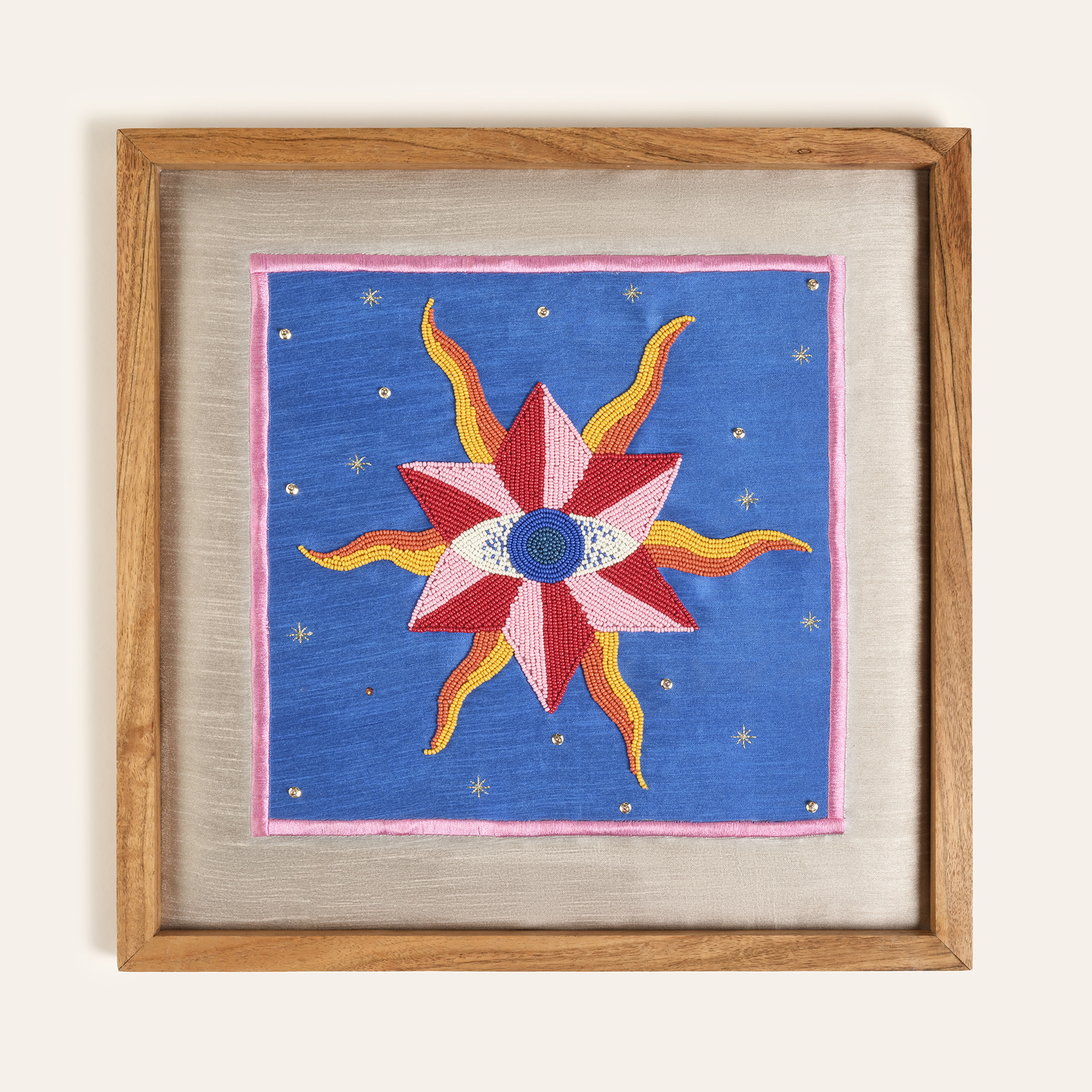 Dadrı El İşi Boncuklu Ağaç Tablo 40x40 Cm Mavi