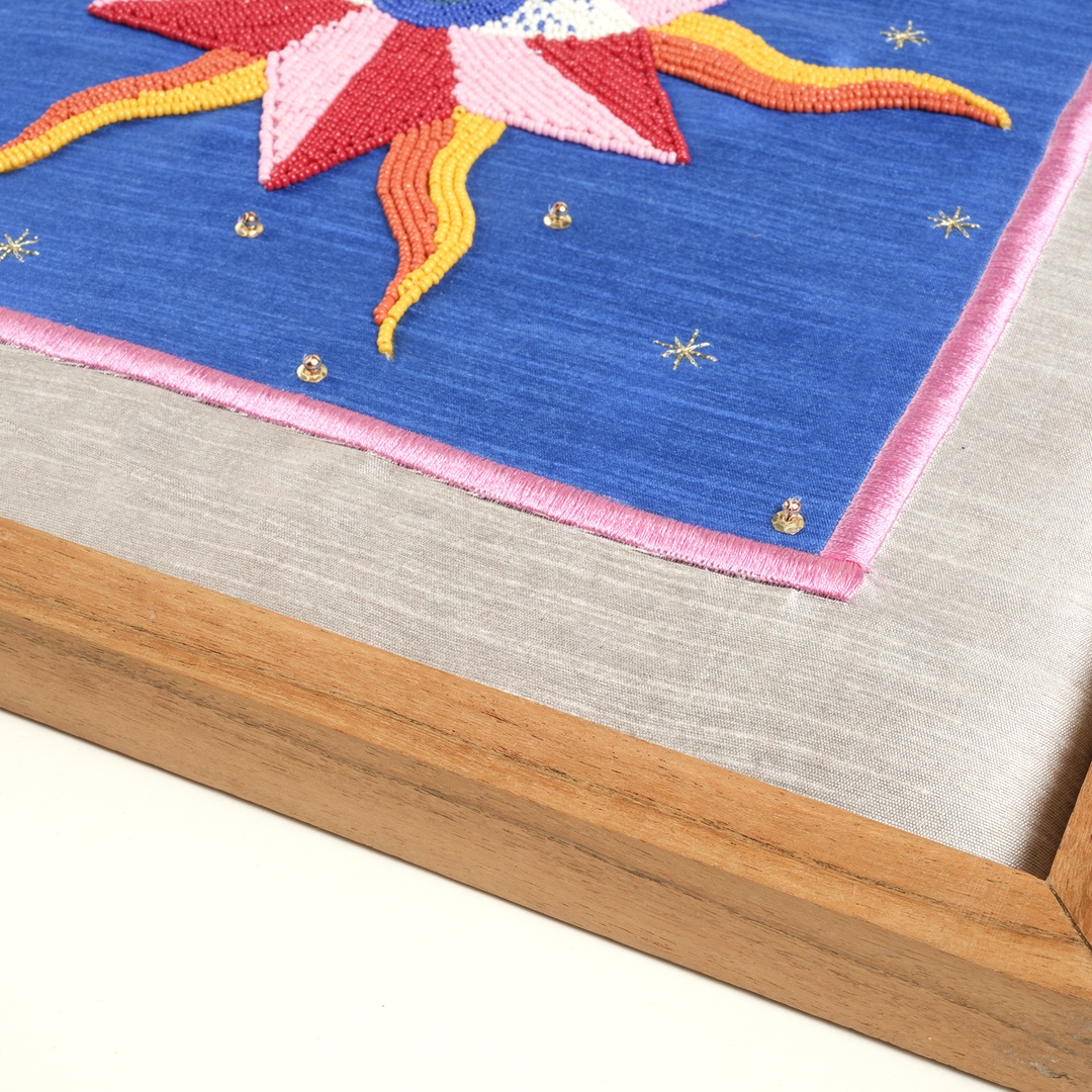 Dadrı El İşi Boncuklu Ağaç Tablo 40x40 Cm Mavi