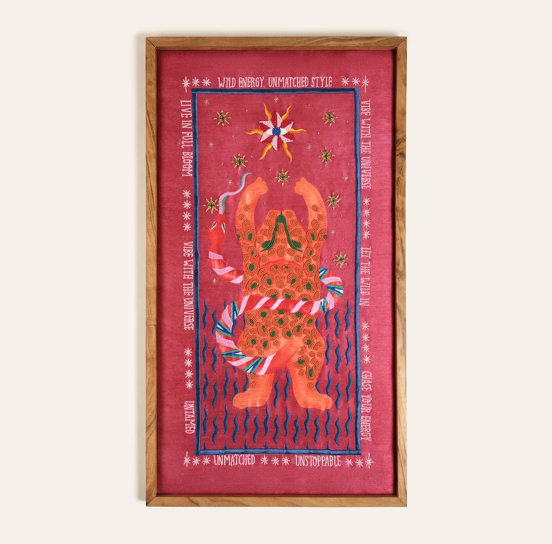 Dadrı El İşi Boncuklu Ağaç Tablo 45x80 Cm Turuncu