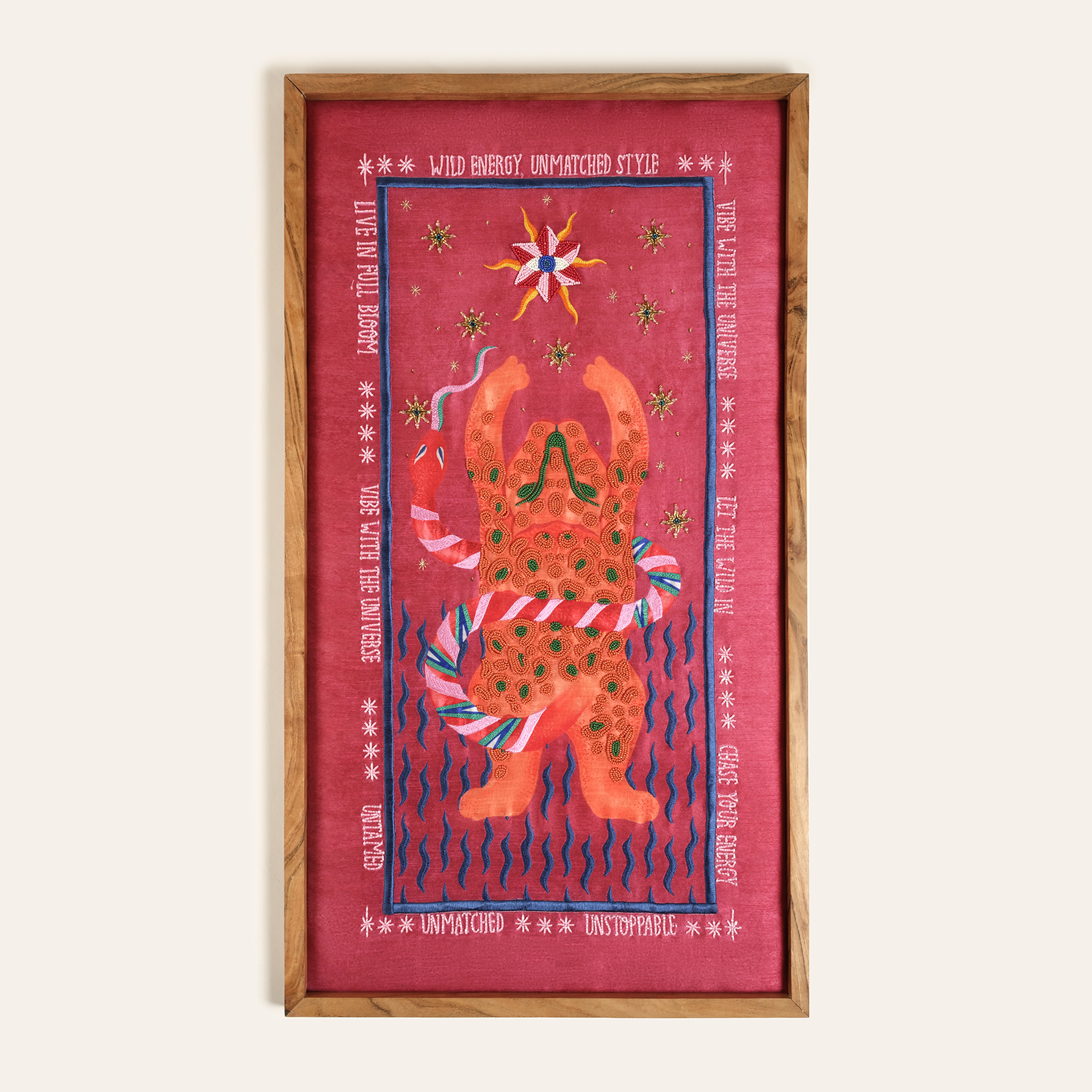 Dadrı El İşi Boncuklu Ağaç Tablo 45x80 Cm Turuncu