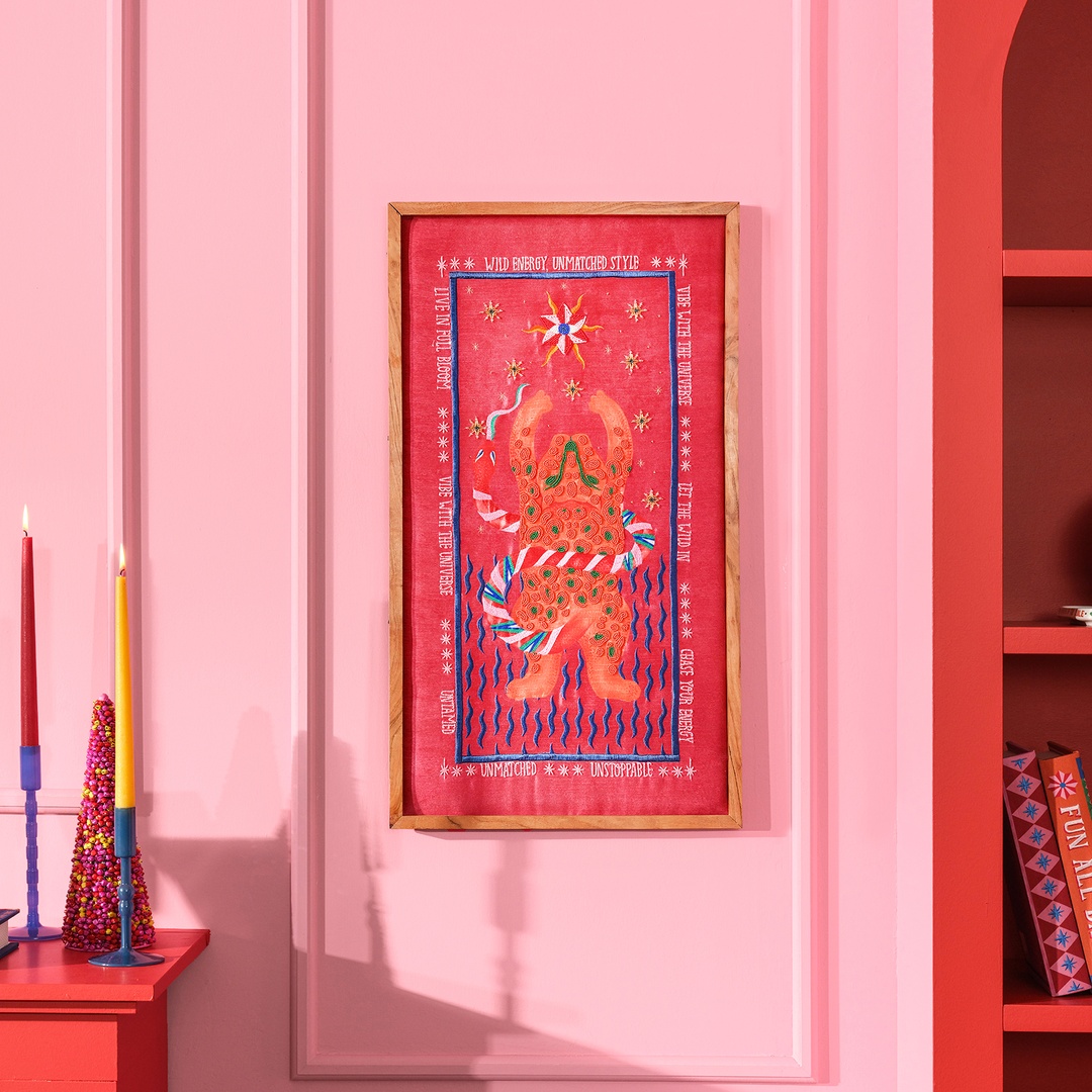 Dadrı El İşi Boncuklu Ağaç Tablo 45x80 Cm Turuncu