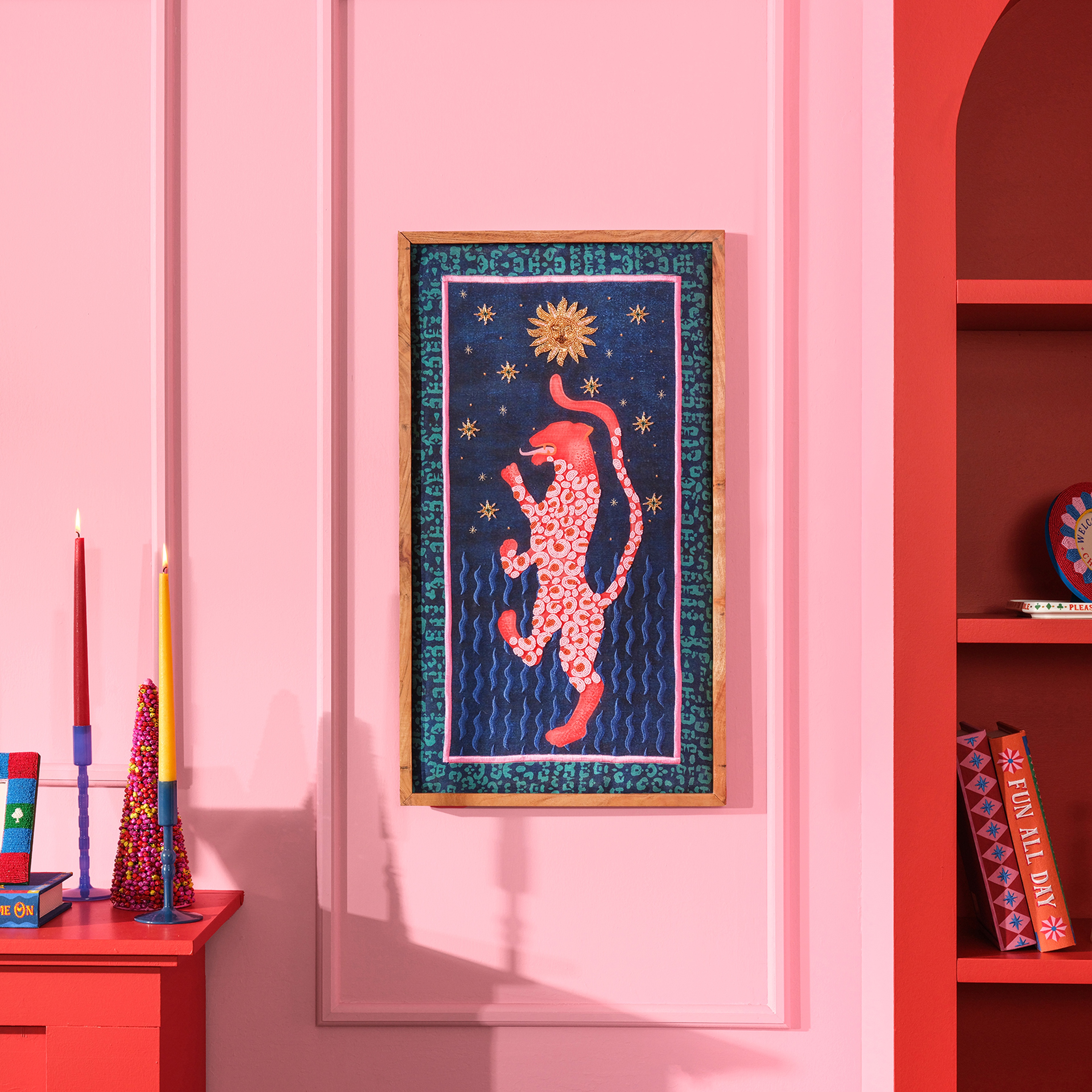 Dadrı El İşi Boncuklu Ahşap Tablo 45x80 Cm Lacivert