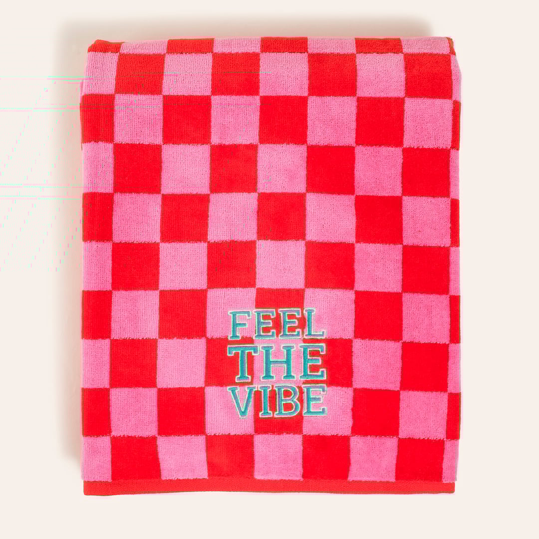 Tabea Pembe - Kırmızı Banyo Havlusu 90x150 Cm