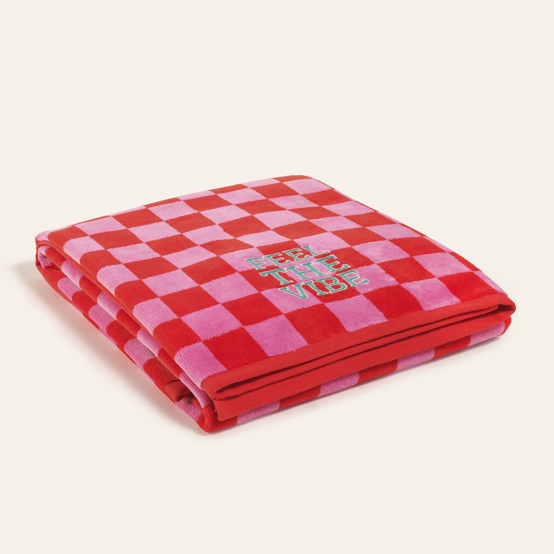 Tabea Pembe - Kırmızı Banyo Havlusu 90x150 Cm