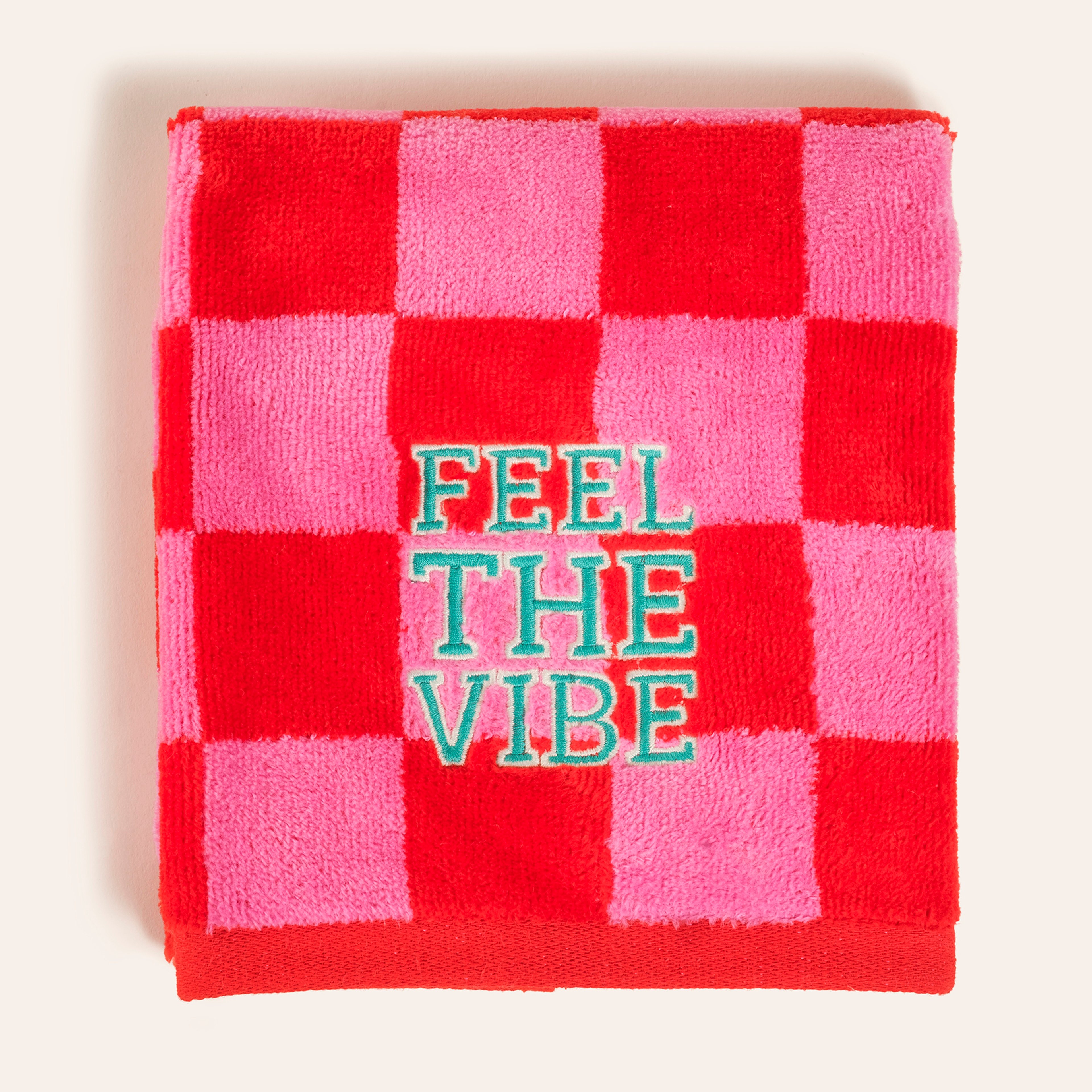 Tabea Nakışlı Damalı Kadife Pamuk El Havlusu 30x50 Cm Pembe - Kırmızı