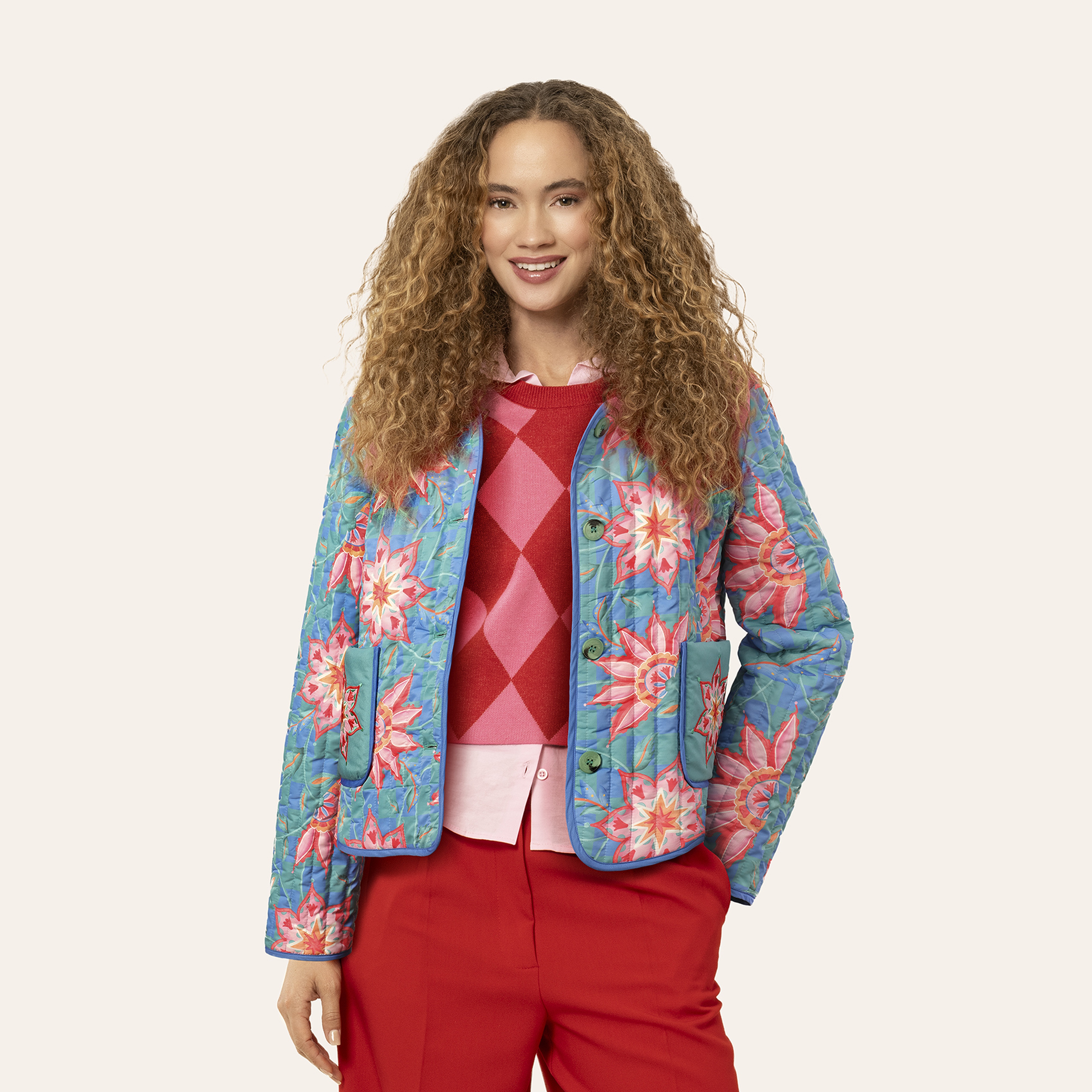 Tarabya Dijital Baskılı Puffer Ceket - Renkli