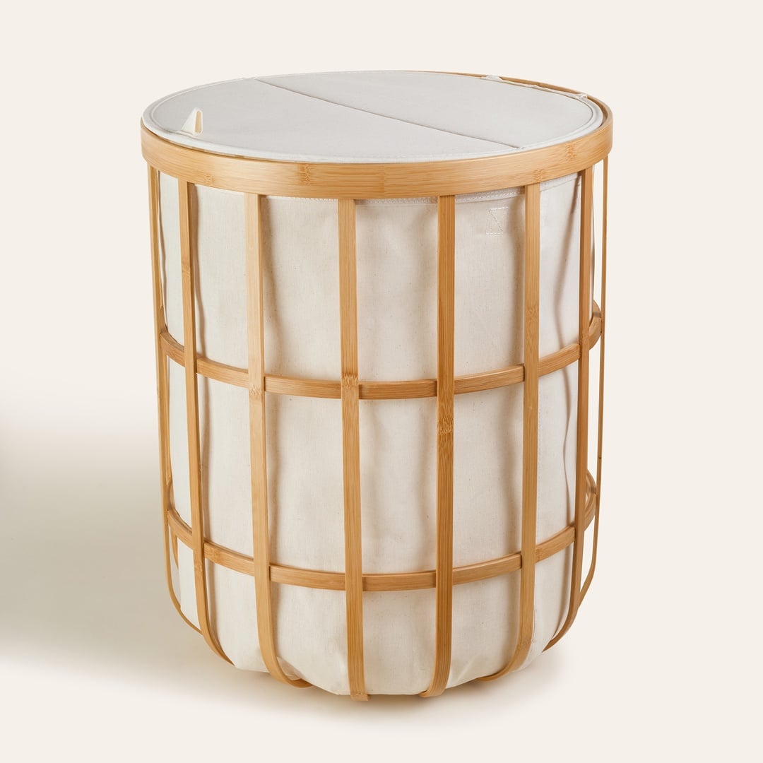 Dalı Bambu Çamaşır Sepeti 45x45x55 Cm Natural