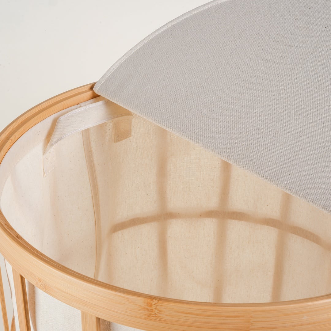 Dalı Bambu Çamaşır Sepeti 45x45x55 Cm Natural