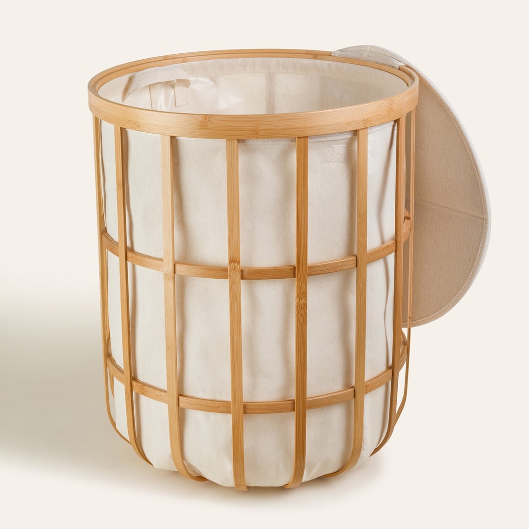 Dalı Bambu Çamaşır Sepeti 45x45x55 Cm Natural