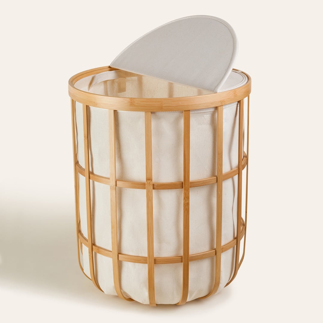 Dalı Bambu Çamaşır Sepeti 45x45x55 Cm Natural