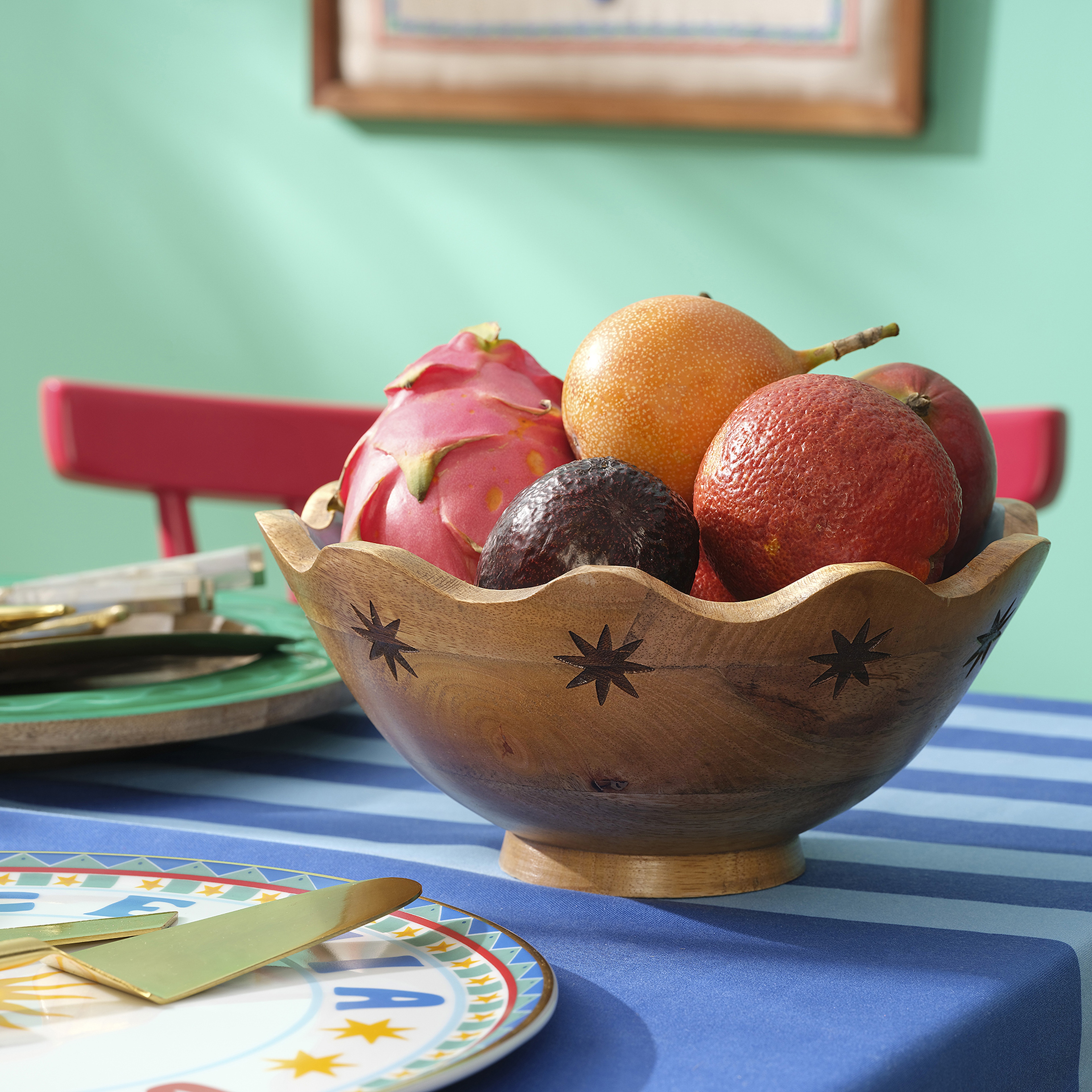 Lakrı Mango Ağacı Kase 25x25x11 Cm Mavi