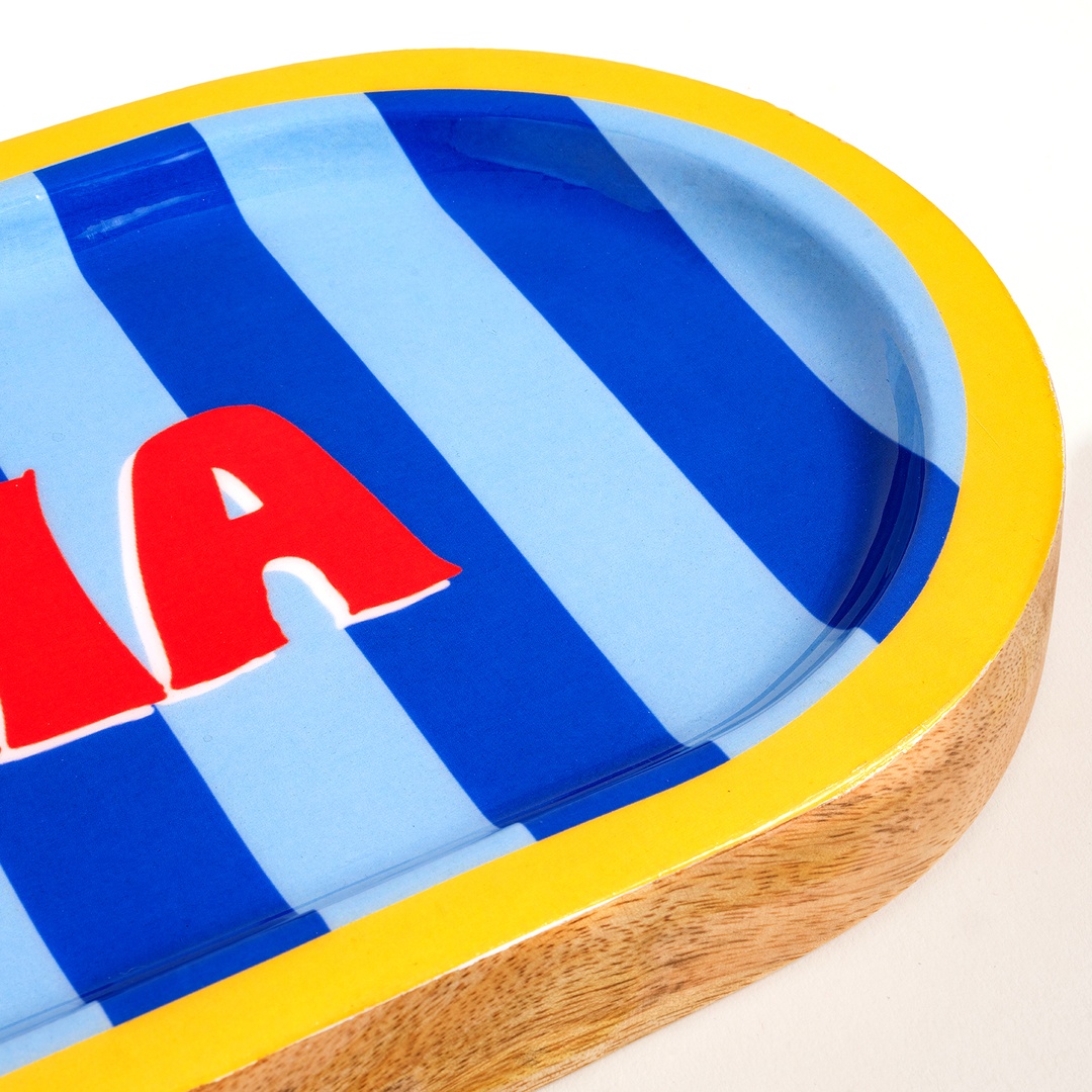 Lakrı Mango Ağacı Sunum Tahtası 40x15x2.5 Cm Lacivert