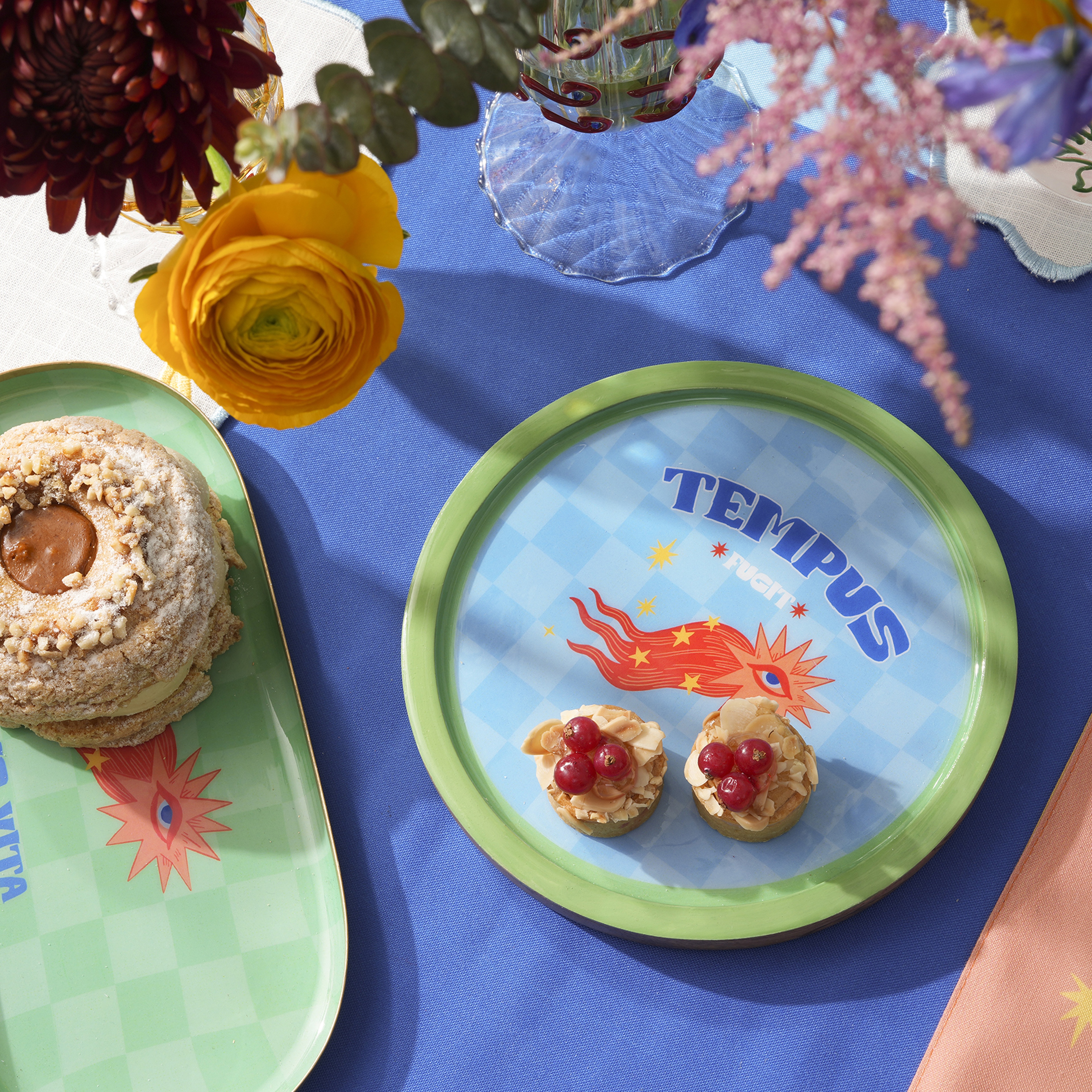 Lakrı Mango Ağacı Sunum Tahtası 18x18x1.5 Cm Mavi