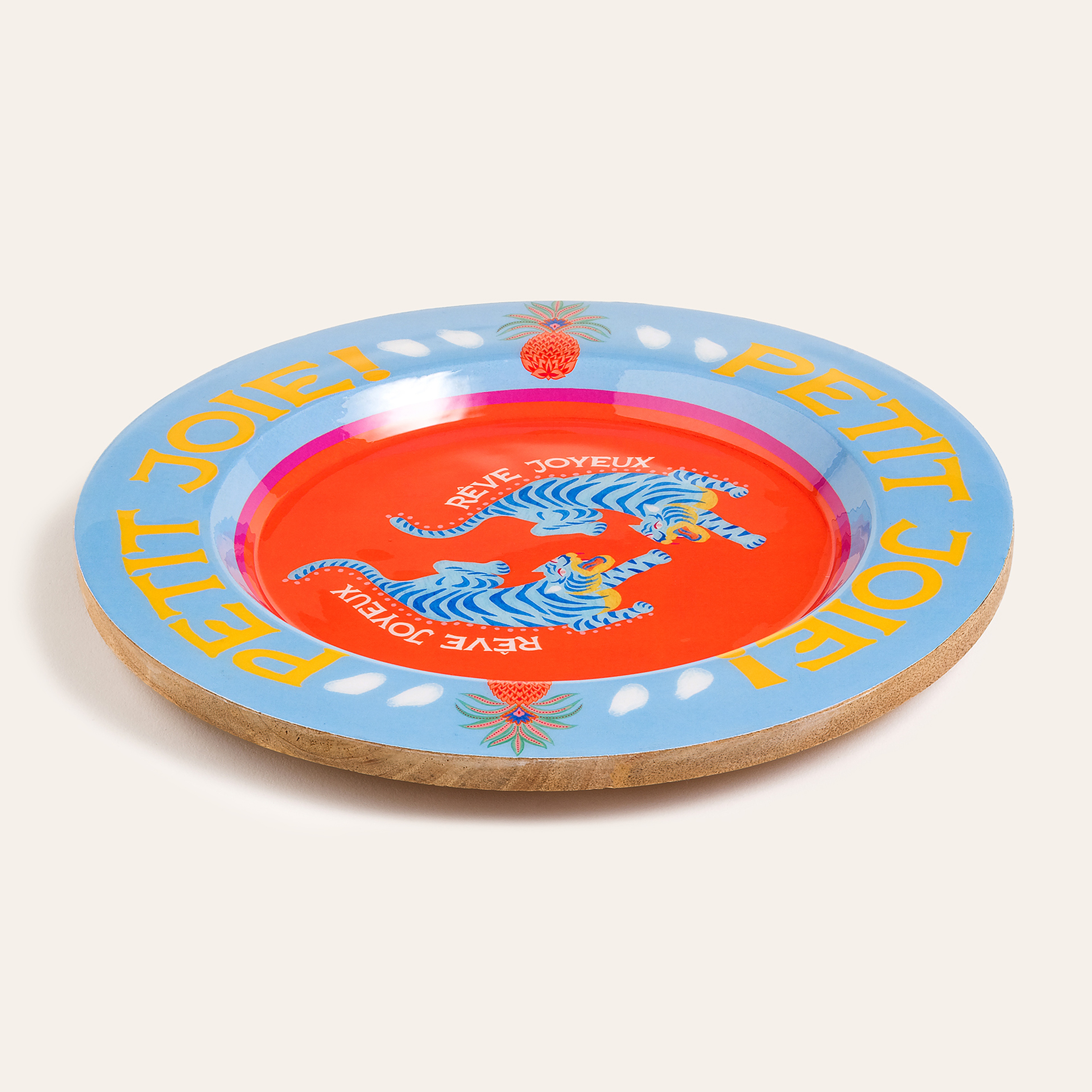 Lakrı Mango Ağacı Sunum Tahtası 26x26x2.5 Cm Turuncu - Mavi