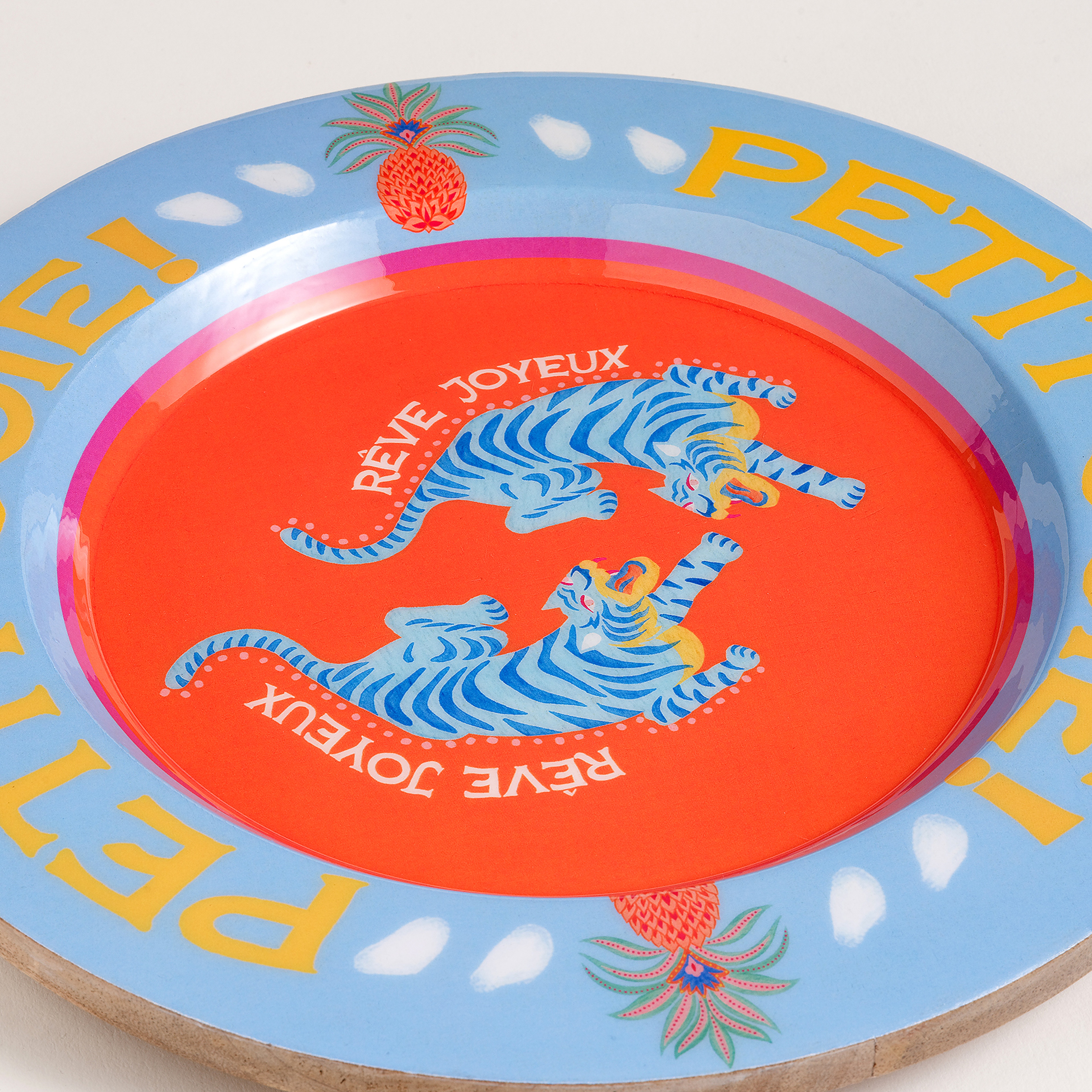 Lakrı Mango Ağacı Sunum Tahtası 26x26x2.5 Cm Turuncu - Mavi