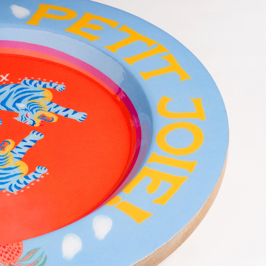 Lakrı Mango Ağacı Sunum Tahtası 26x26x2.5 Cm Turuncu - Mavi