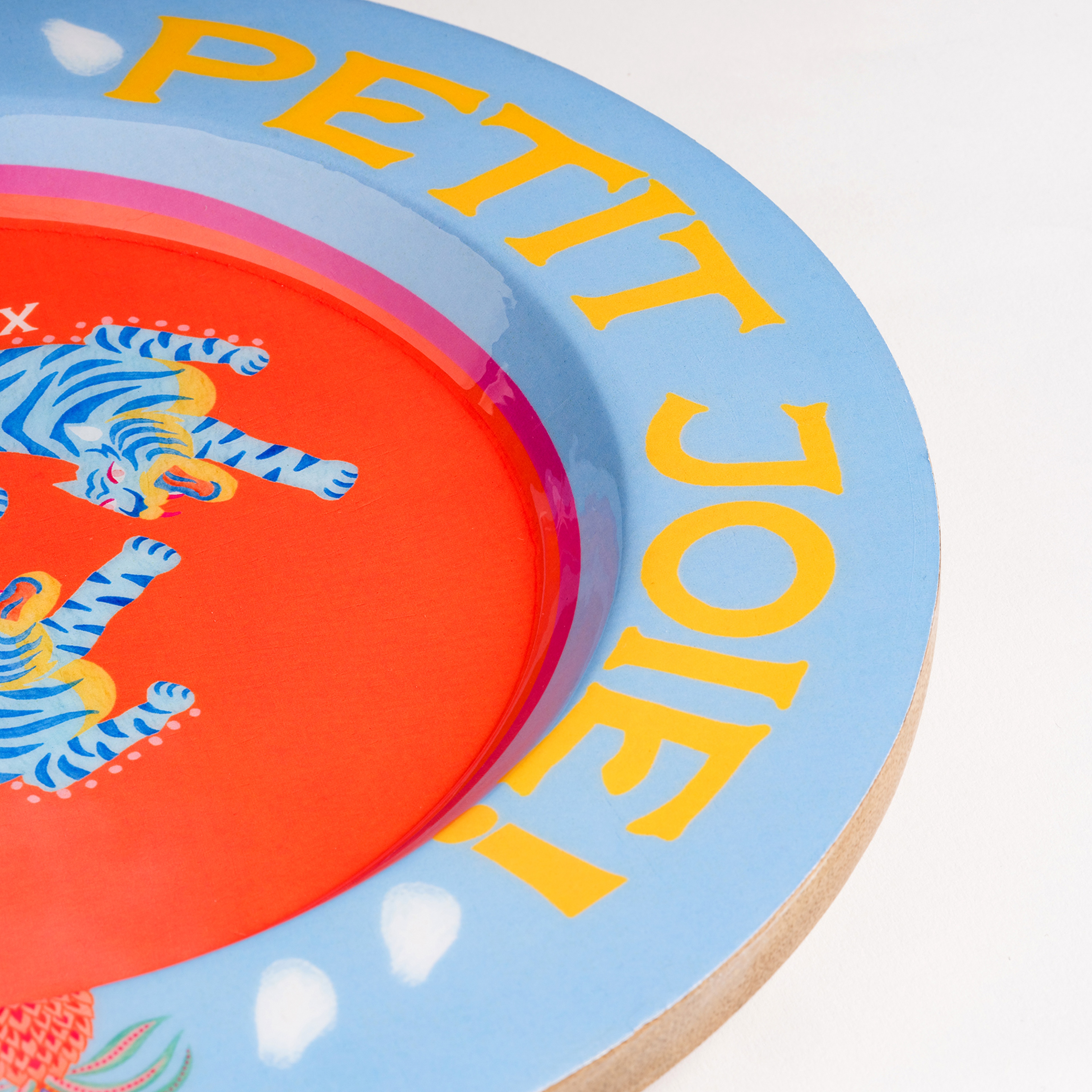 Lakrı Mango Ağacı Sunum Tahtası 26x26x2.5 Cm Turuncu - Mavi