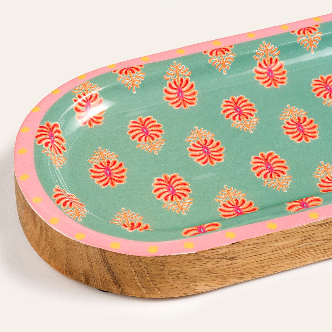 Lakrı Mango Ağacı Sunum Tahtası 31x13x2 Cm Yeşil