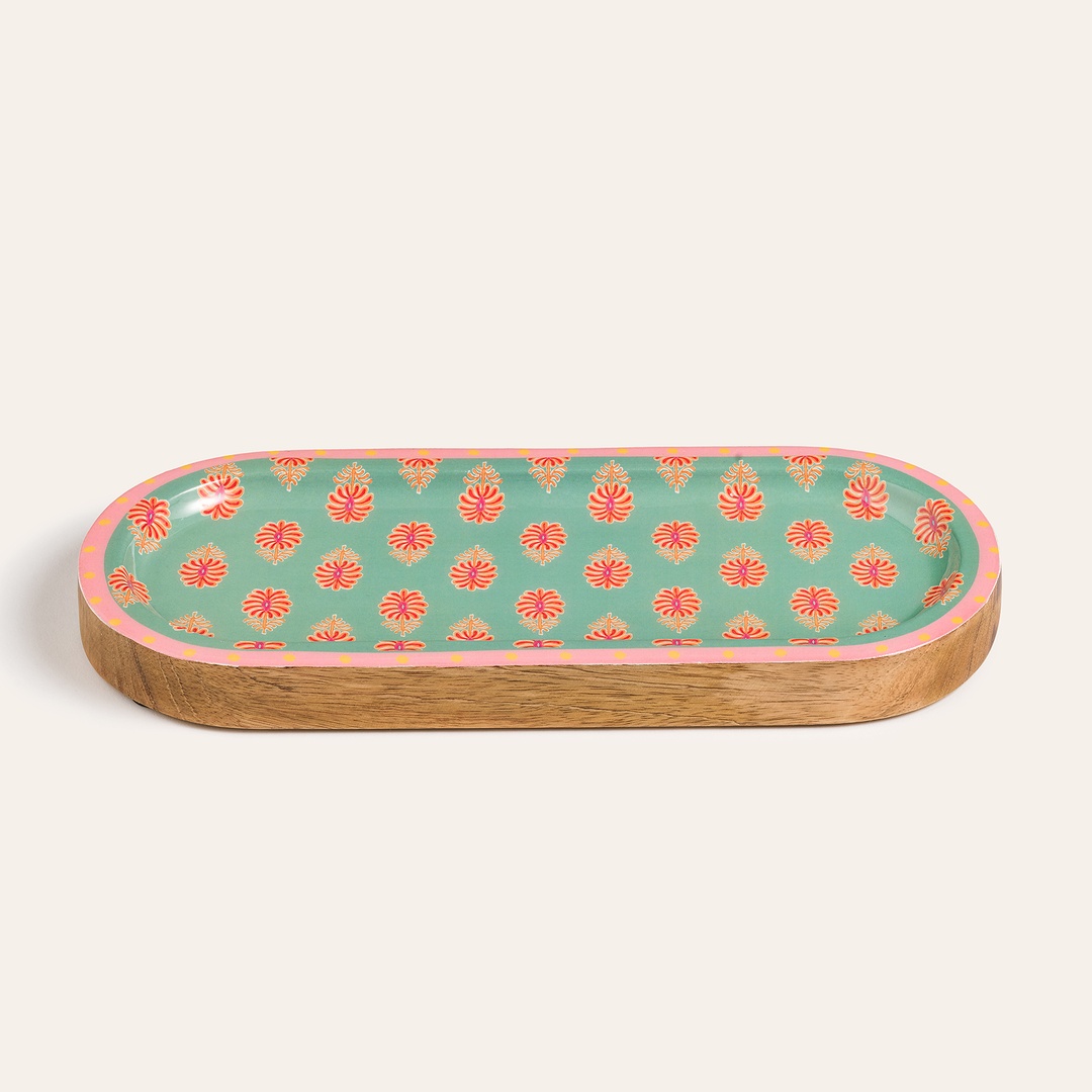 Lakrı Mango Ağacı Sunum Tahtası 31x13x2 Cm Yeşil