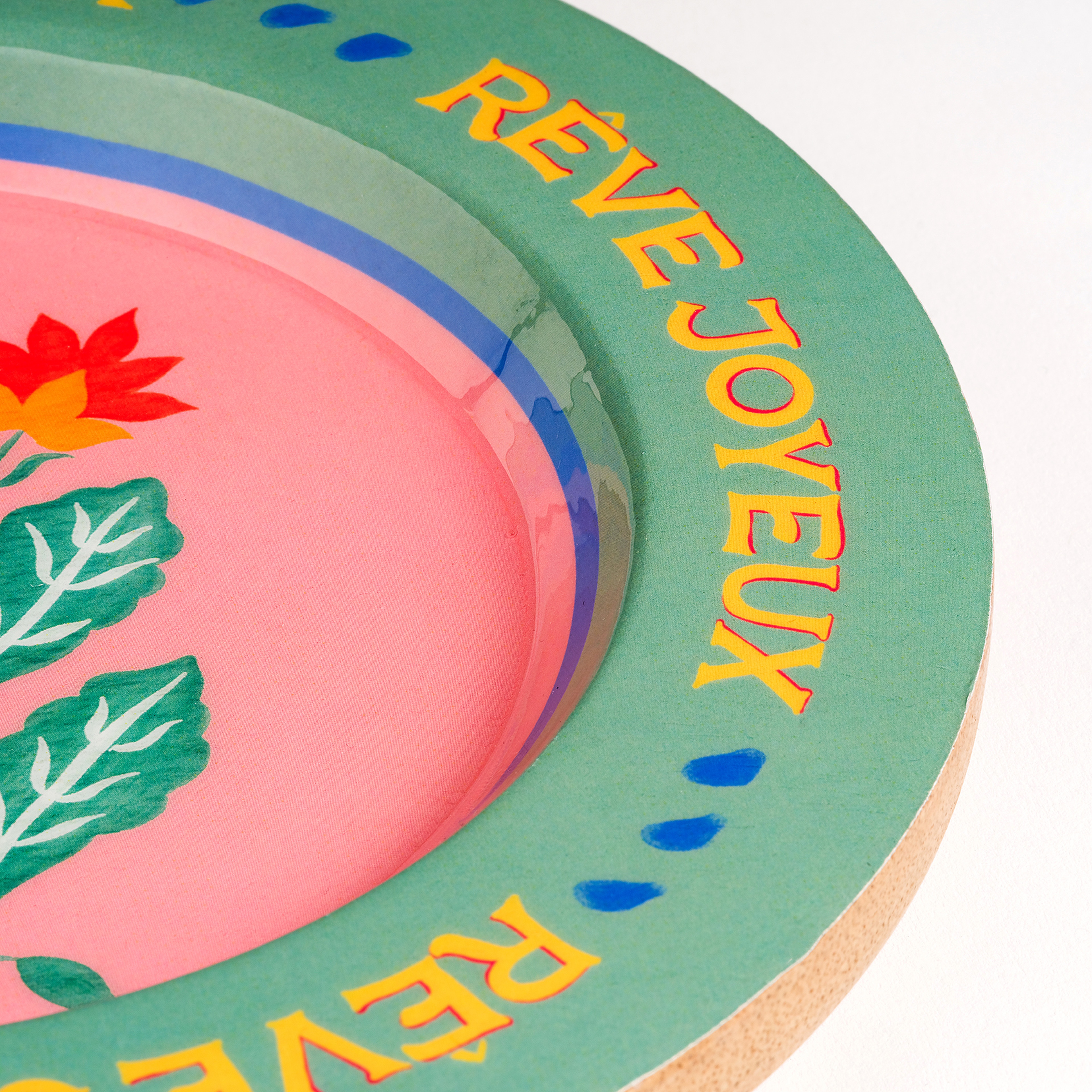 Lakrı Mango Ağacı Sunum Tahtası 21x21x2.5 Cm Pembe - Yeşil