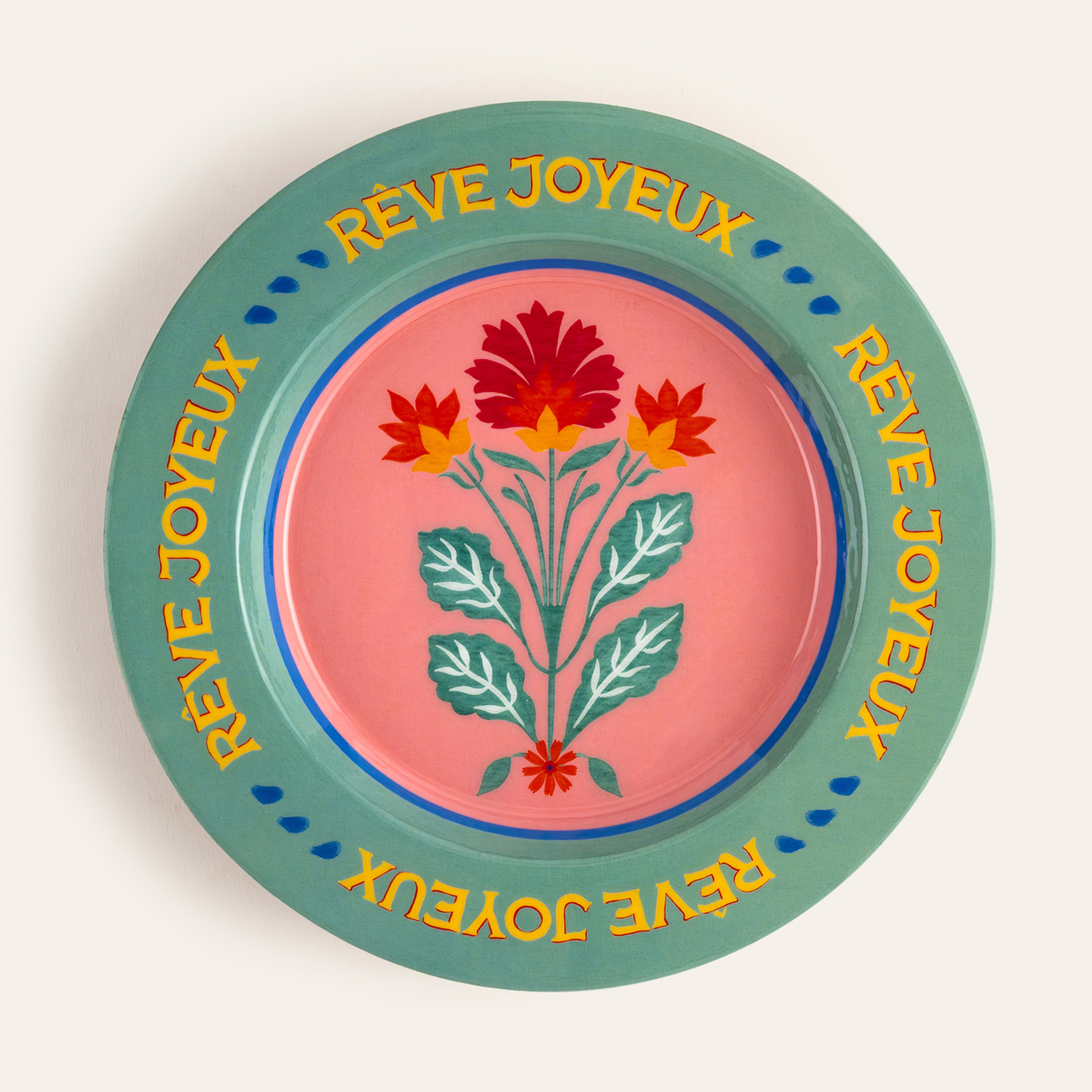 Lakrı Mango Ağacı Sunum Tahtası 21x21x2.5 Cm Pembe - Yeşil