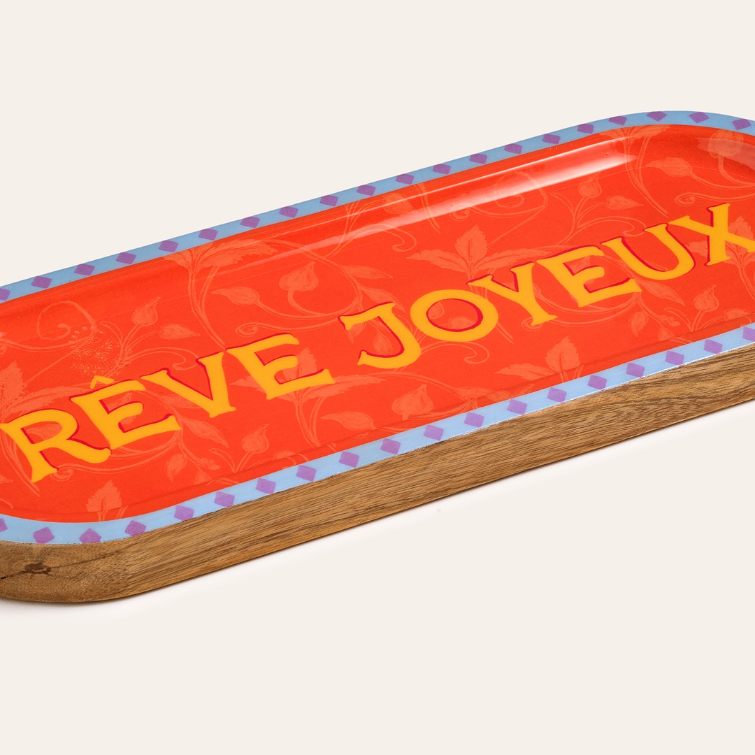 Lakrı Mango Ağacı Sunum Tahtası 37x14x2.5 Cm Turuncu