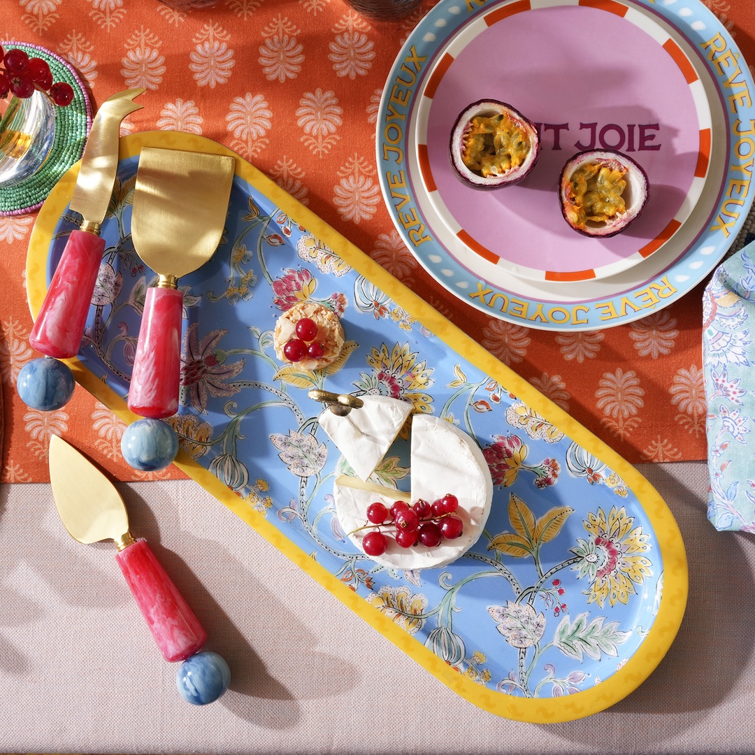 Lakrı Mango Ağacı Sunum Tahtası 40x15x2.5 Cm Mavi