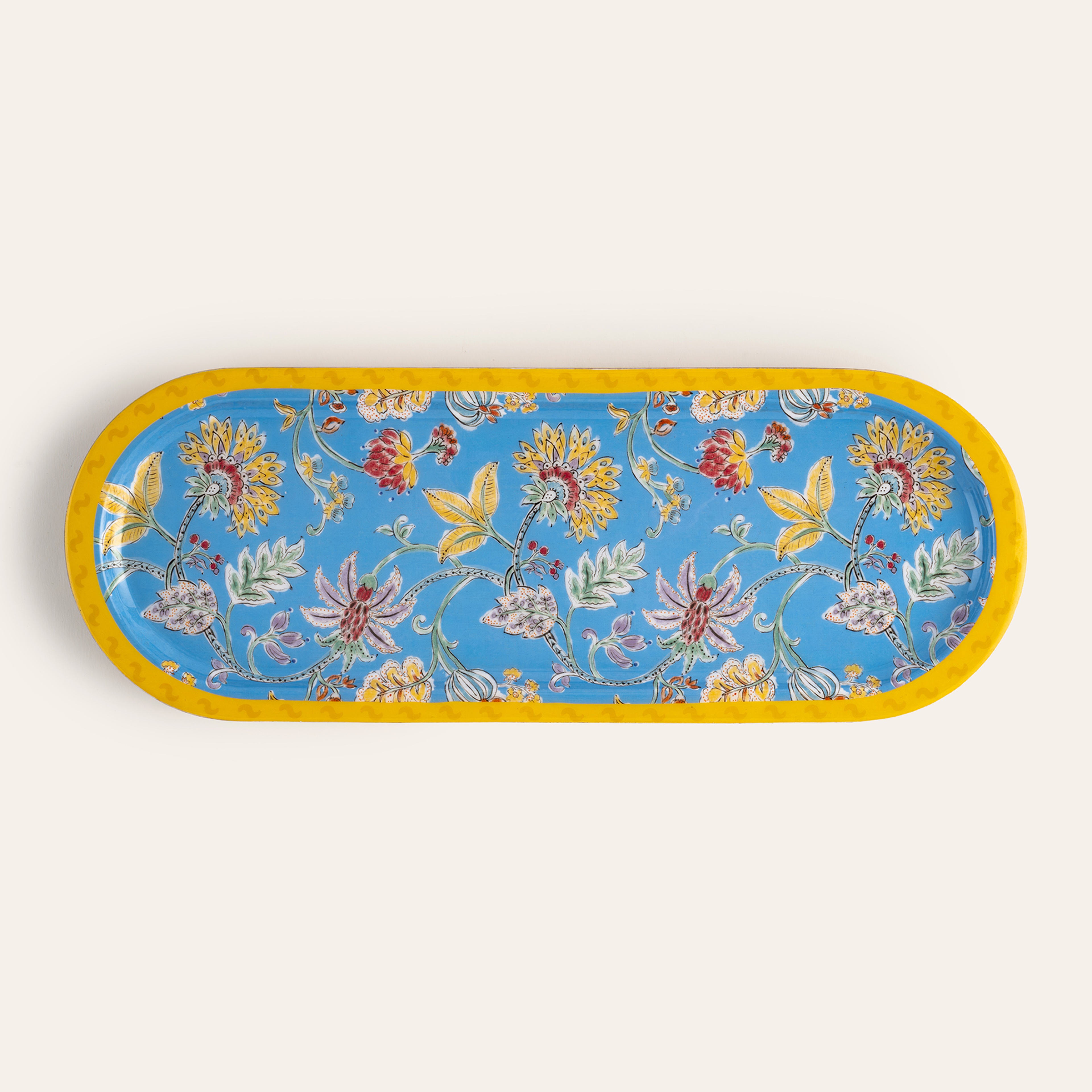 Lakrı Mango Ağacı Sunum Tahtası 40x15x2.5 Cm Mavi