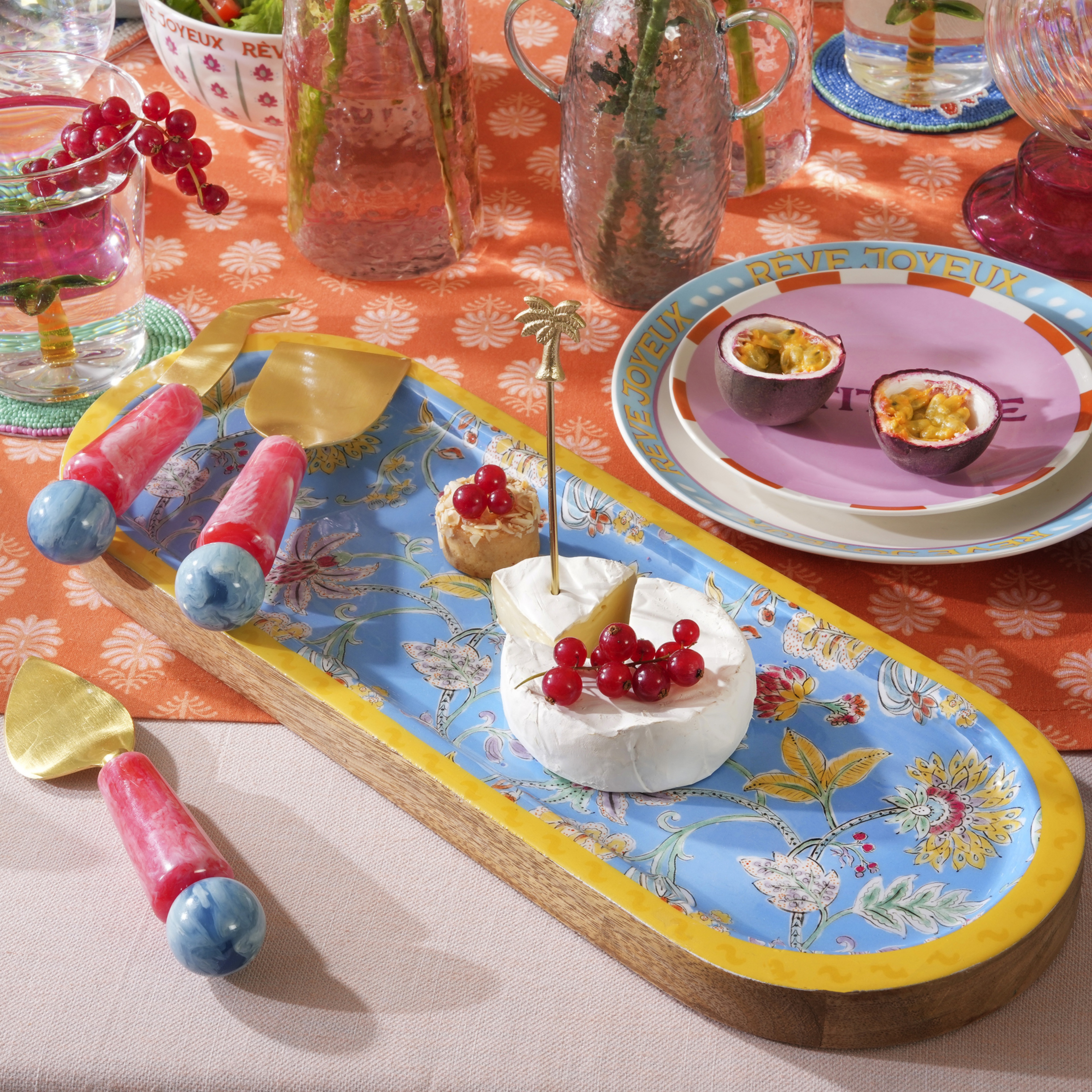 Lakrı Mango Ağacı Sunum Tahtası 40x15x2.5 Cm Mavi