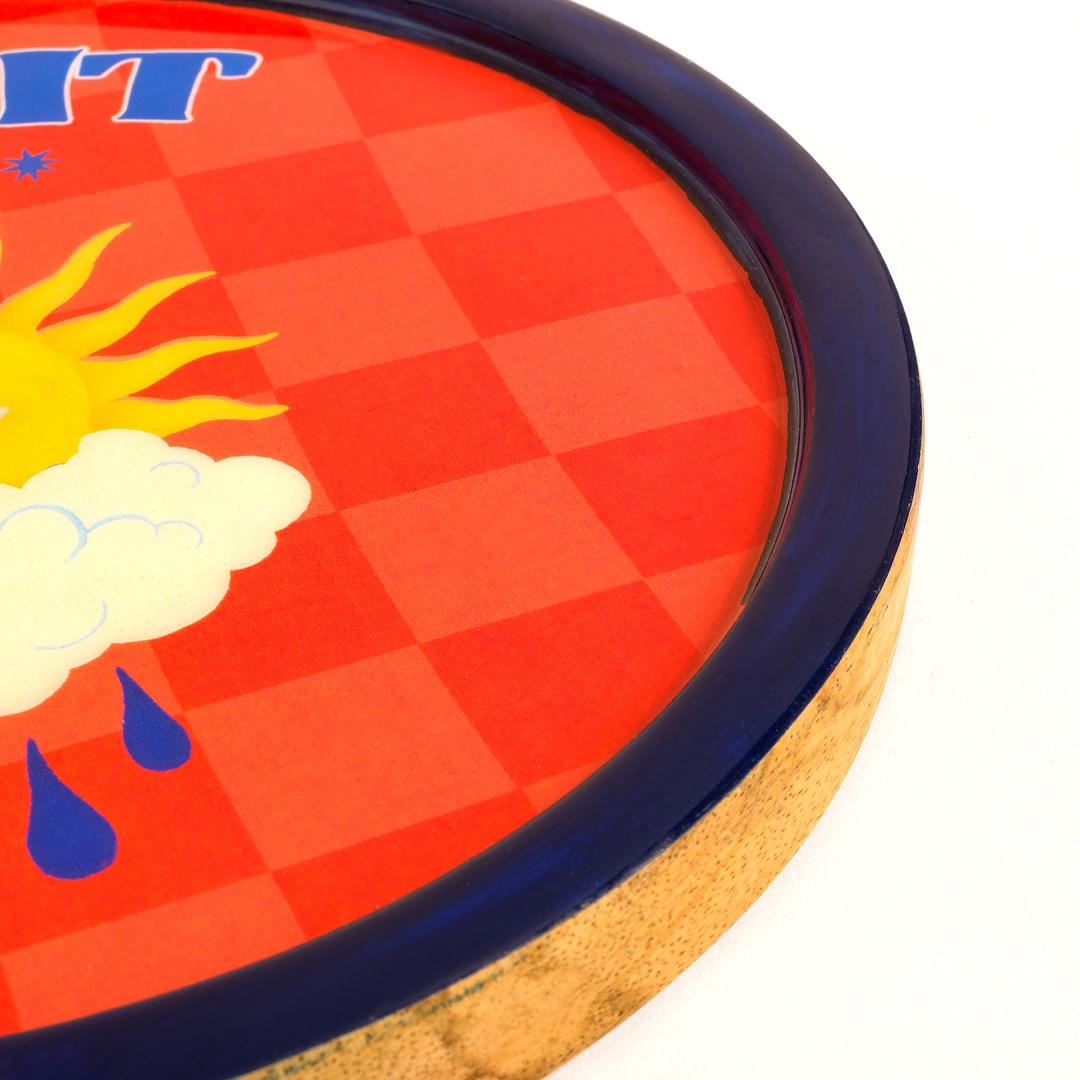 Lakrı Mango Ağacı Sunum Tahtası 18x18x1.5 Cm Kırmızı