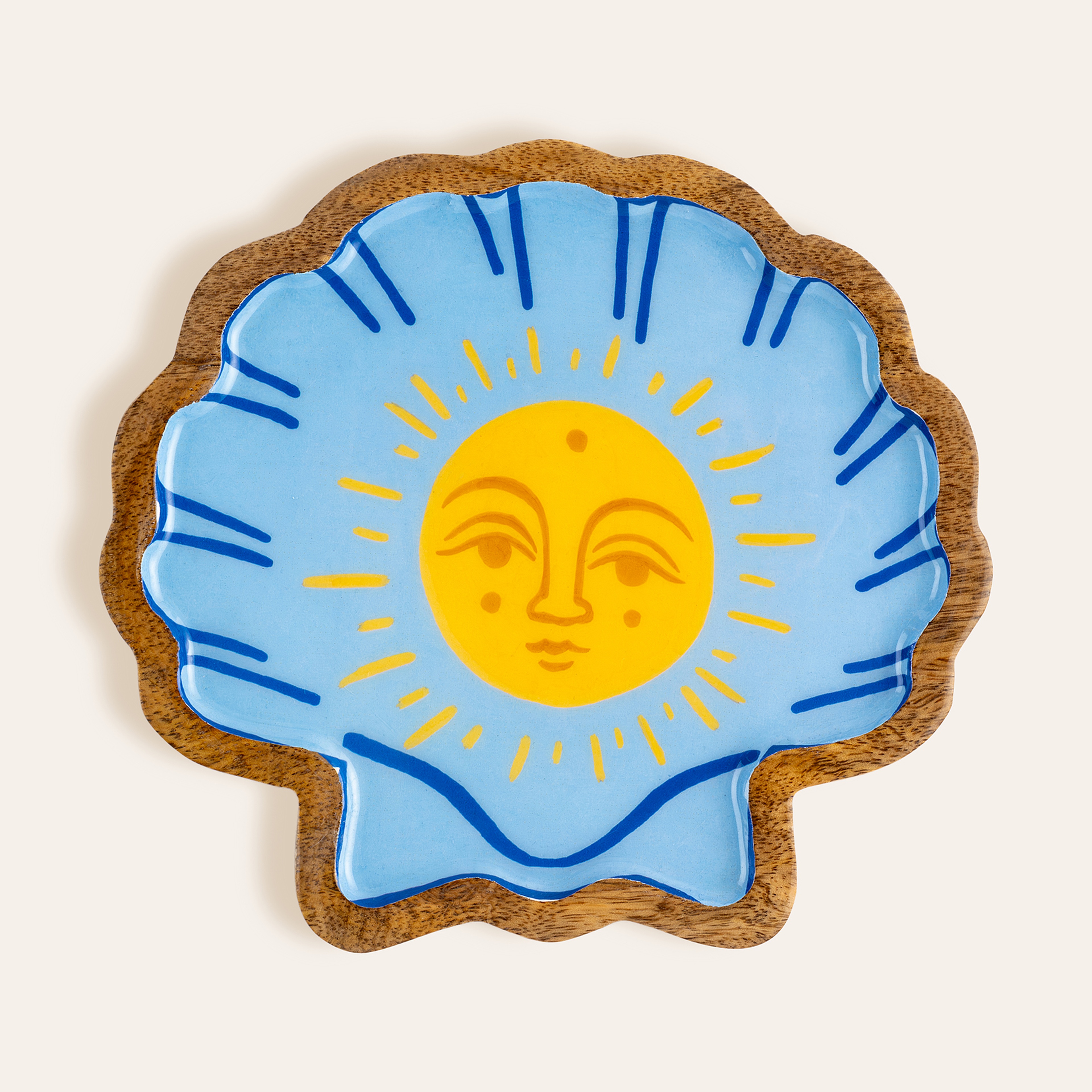 Lakrı Mango Ağacı Sunum Tahtası 20x19 Cm Sarı - Mavi