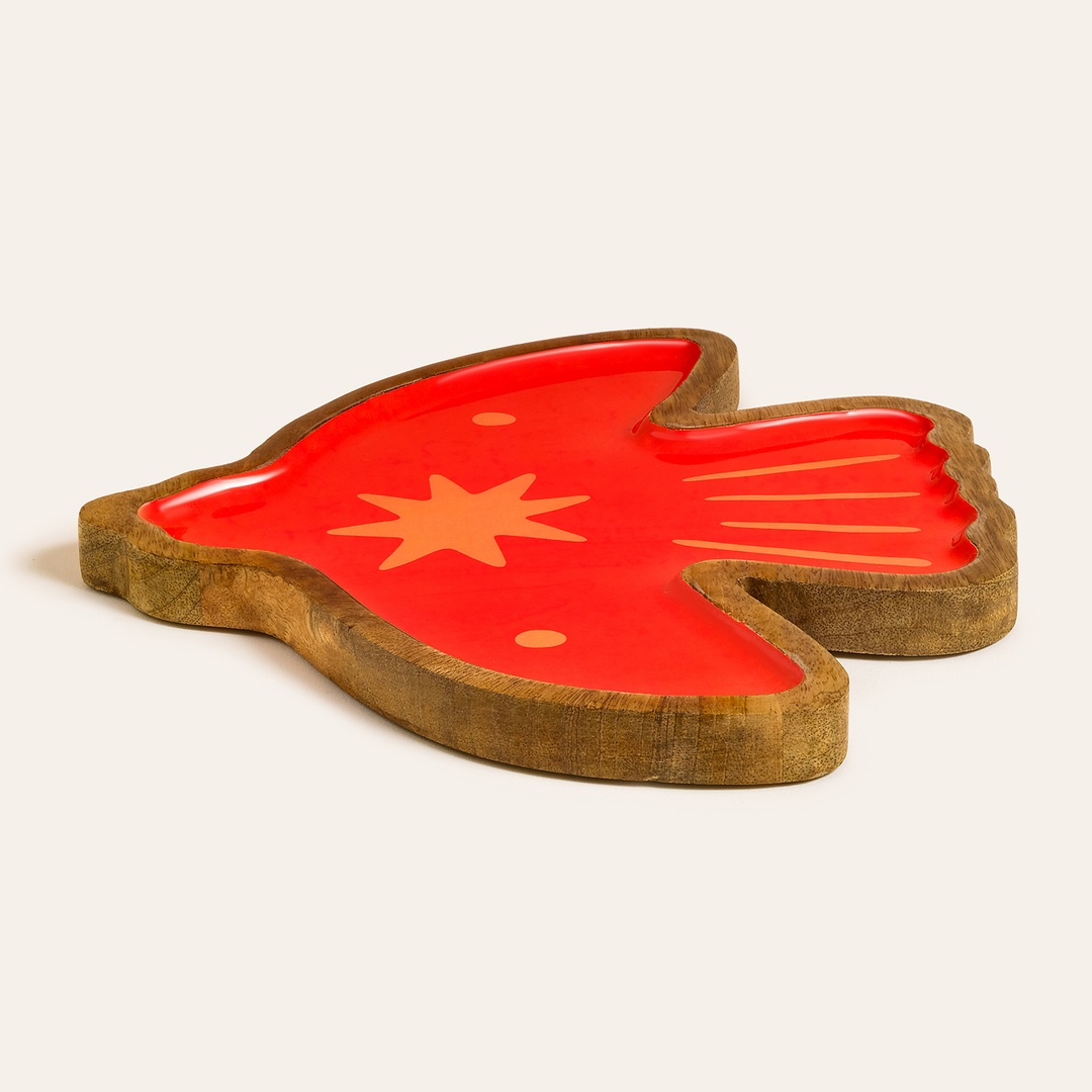 Lakrı Mango Ağacı Sunum Tahtası 24.5x22 Cm Kırmızı