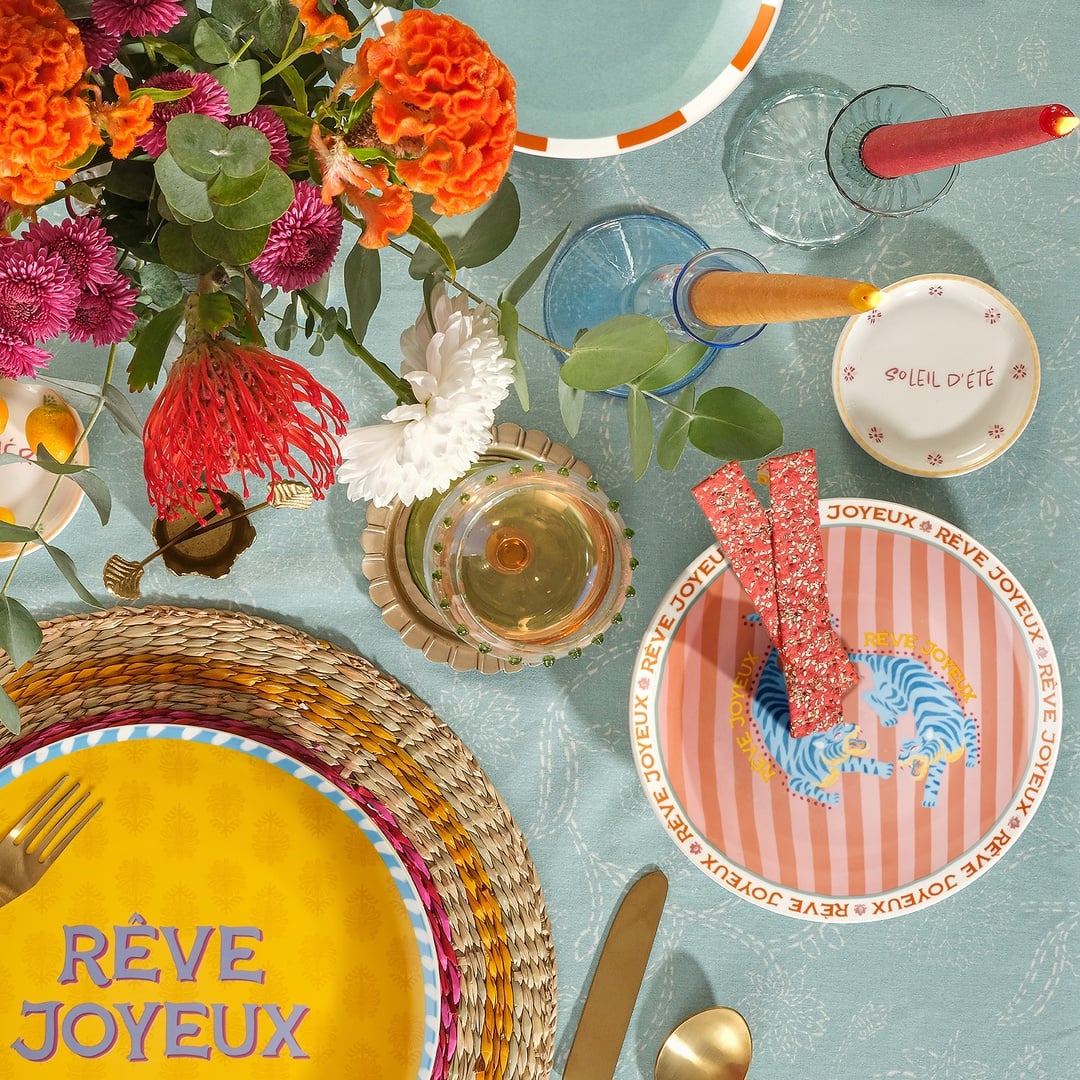 Luohu Porselen Pasta Tabağı 21 Cm Renkli