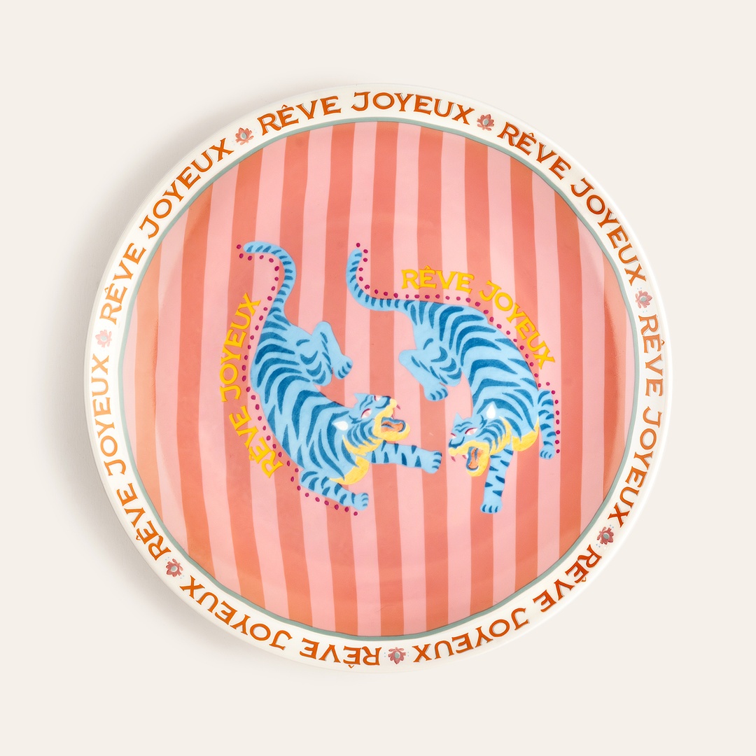 Luohu Porselen Pasta Tabağı 21 Cm Renkli