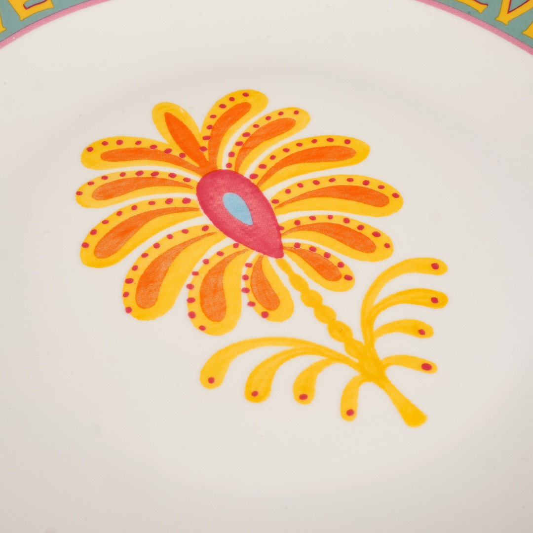 Luohu Porselen Pasta Tabağı 21 Cm Renkli