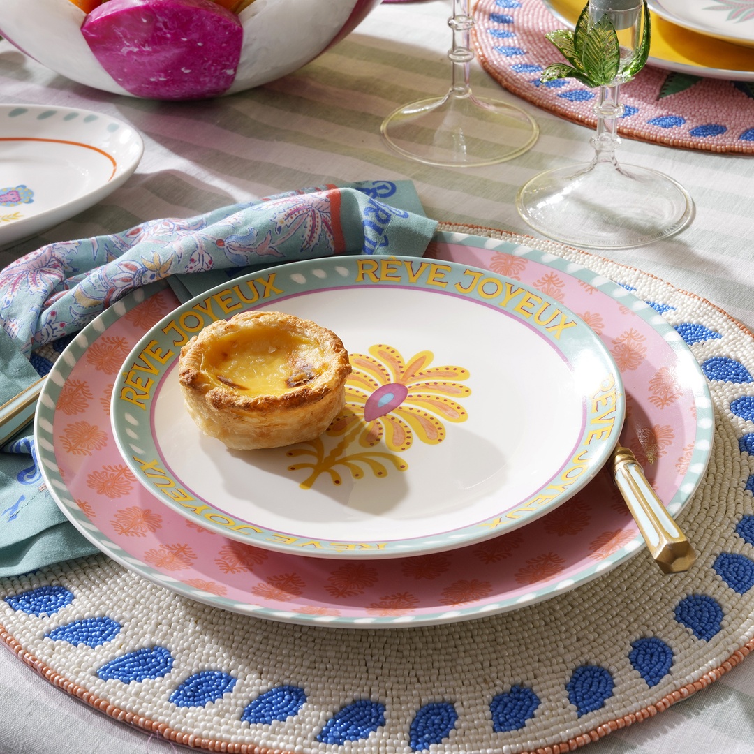 Luohu Porselen Pasta Tabağı 21 Cm Renkli