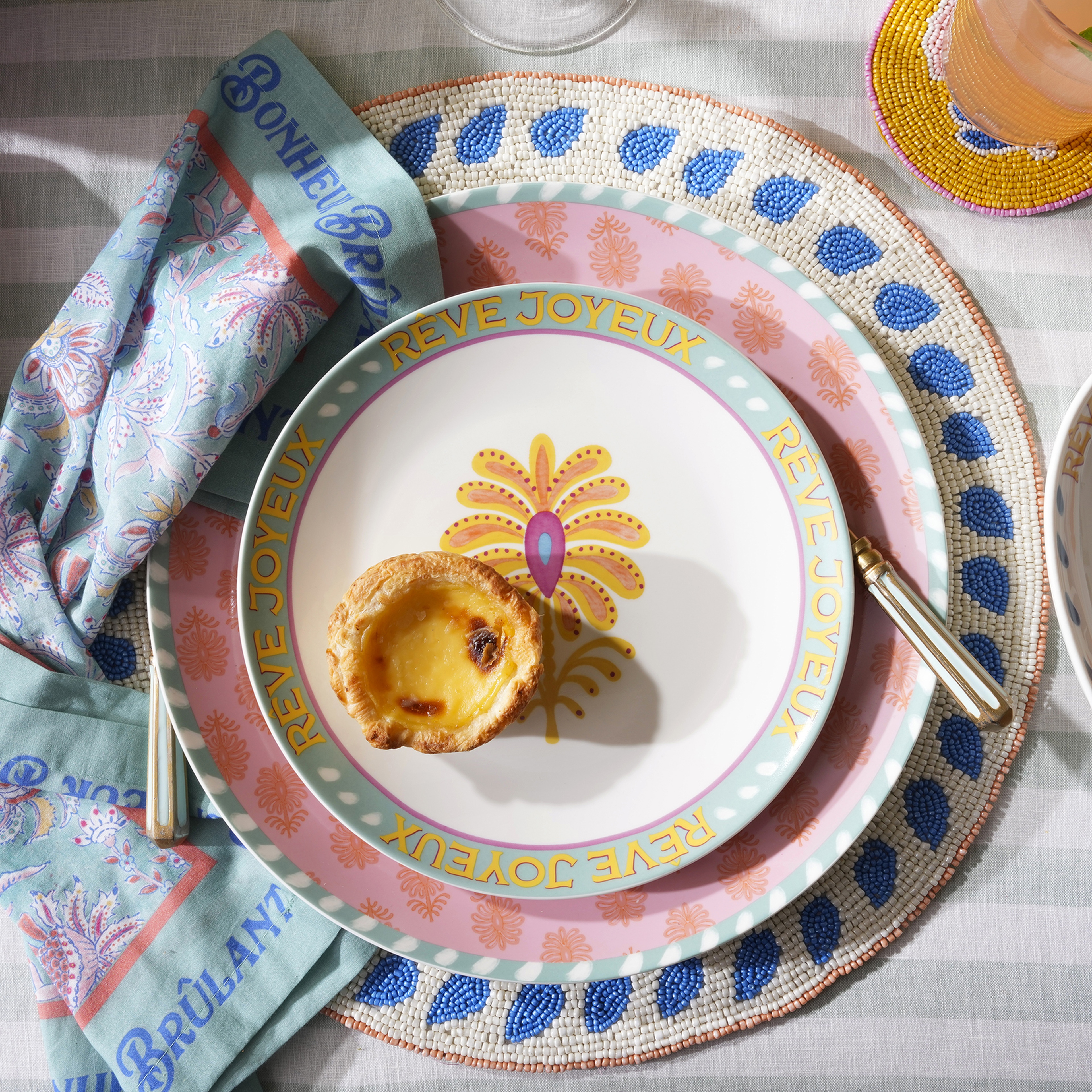 Luohu Porselen Pasta Tabağı 21 Cm Renkli