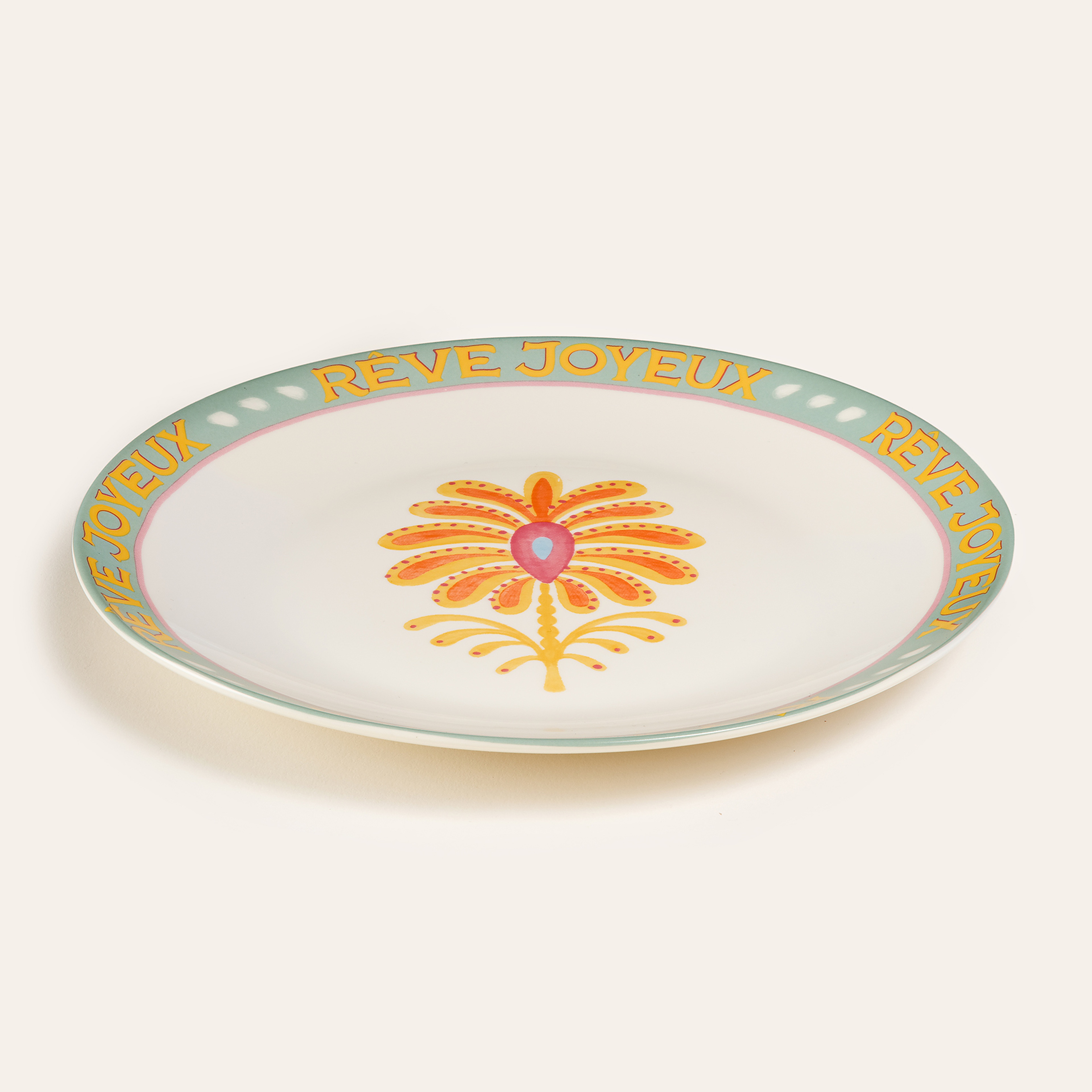 Luohu Porselen Pasta Tabağı 21 Cm Renkli