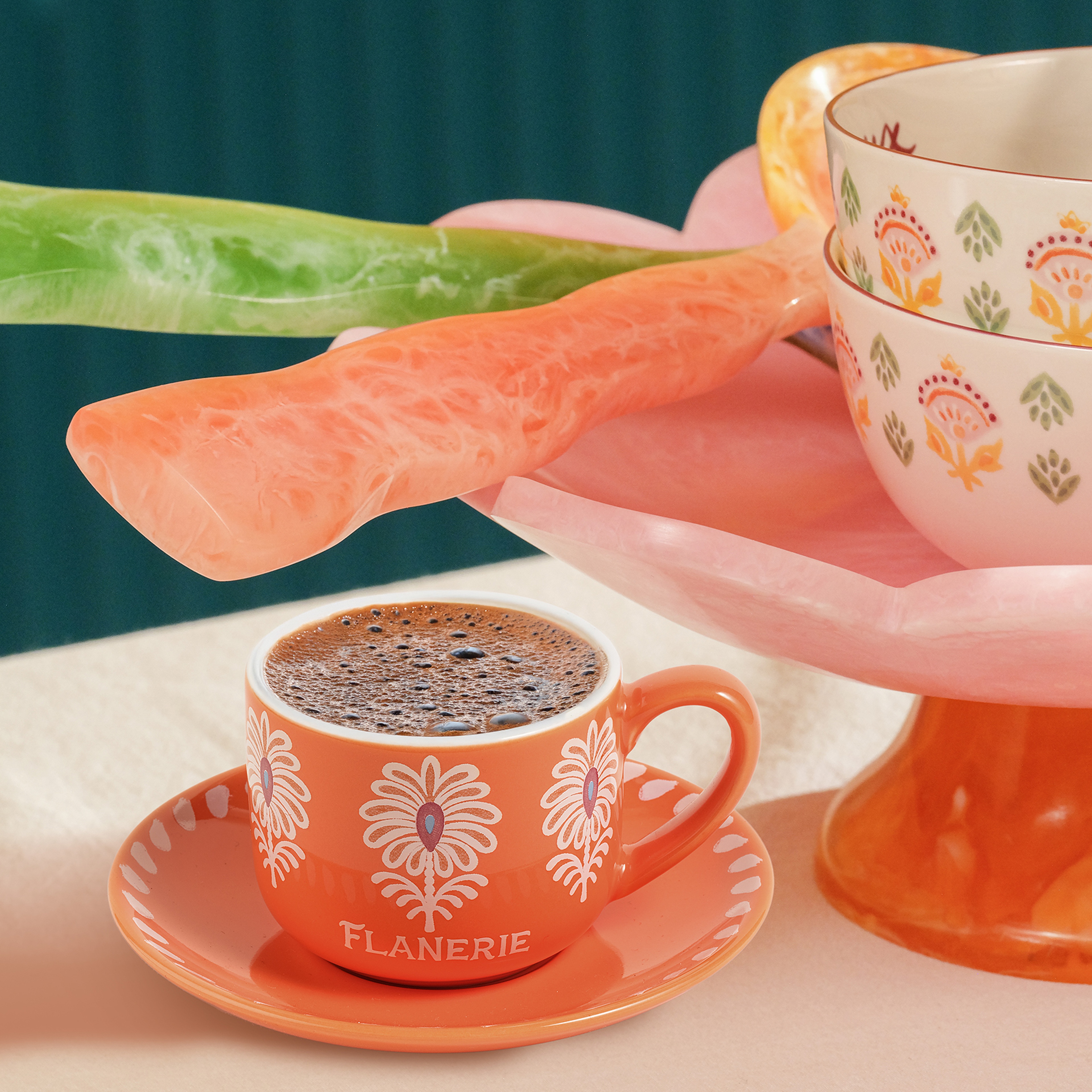 Luohu Porselen Kahve Seti 90 Ml Turuncu