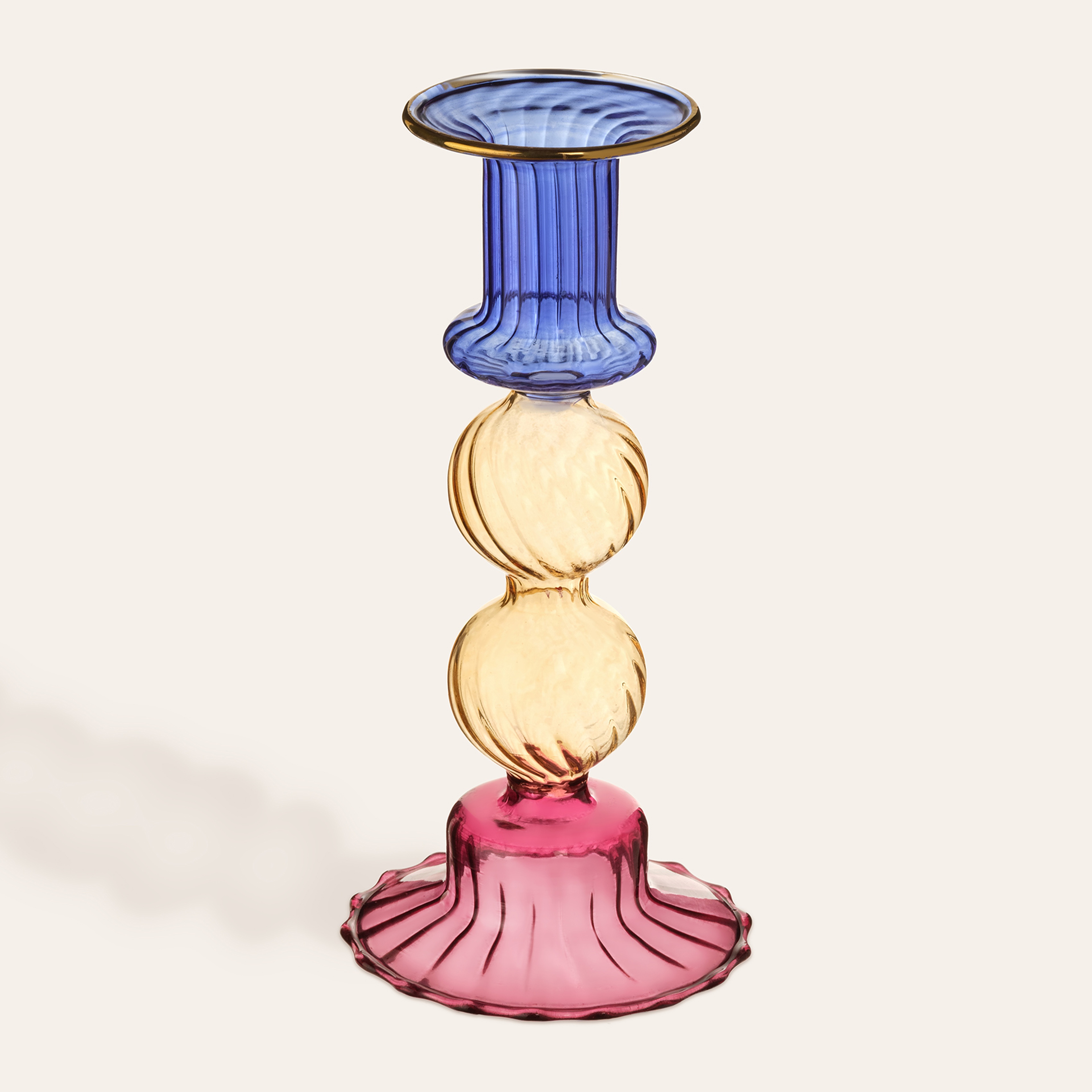 Nanjıng Borosilikat Cam Şamdan 8x8x17 Cm Renkli