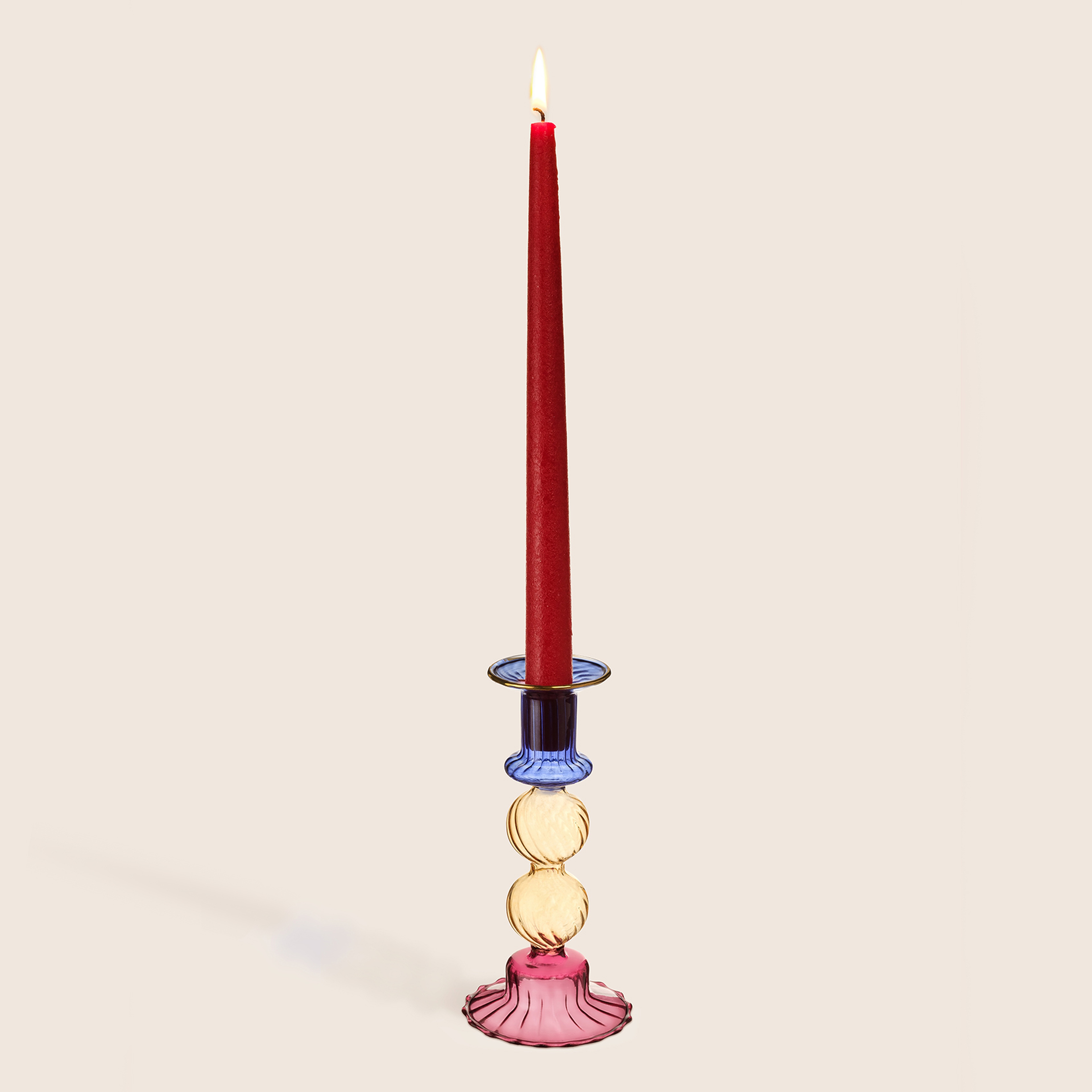 Nanjıng Borosilikat Cam Şamdan 8x8x17 Cm Renkli