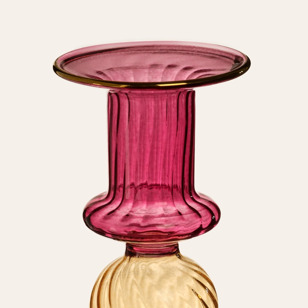 Nanjıng Borosilikat Cam Şamdan 8x8x25 Cm Renkli